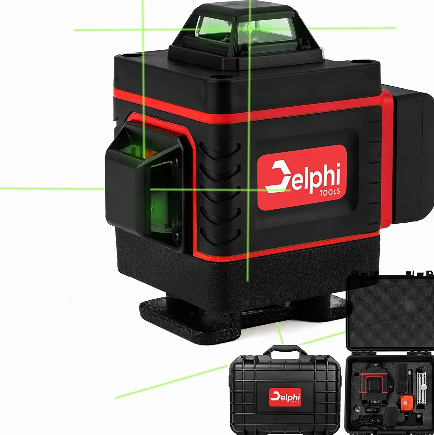 Delphi Laser krzyżowo-liniowy 4D 360° 16 Line automatyczny samopoziomujący IP54 zielony