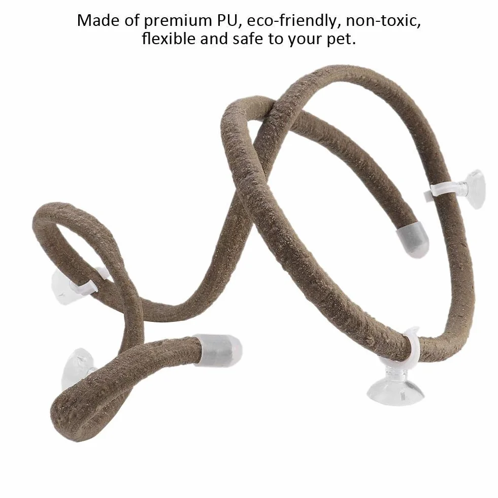 Gałąź wspinaczkowa dla gadów 4,92 stopy Elastyczny gad Jungle Vines Terrarium Rattan Pet Habitat Decor z przyssawkami dla jaszczurek Wspinaczka po gekonach (L)
