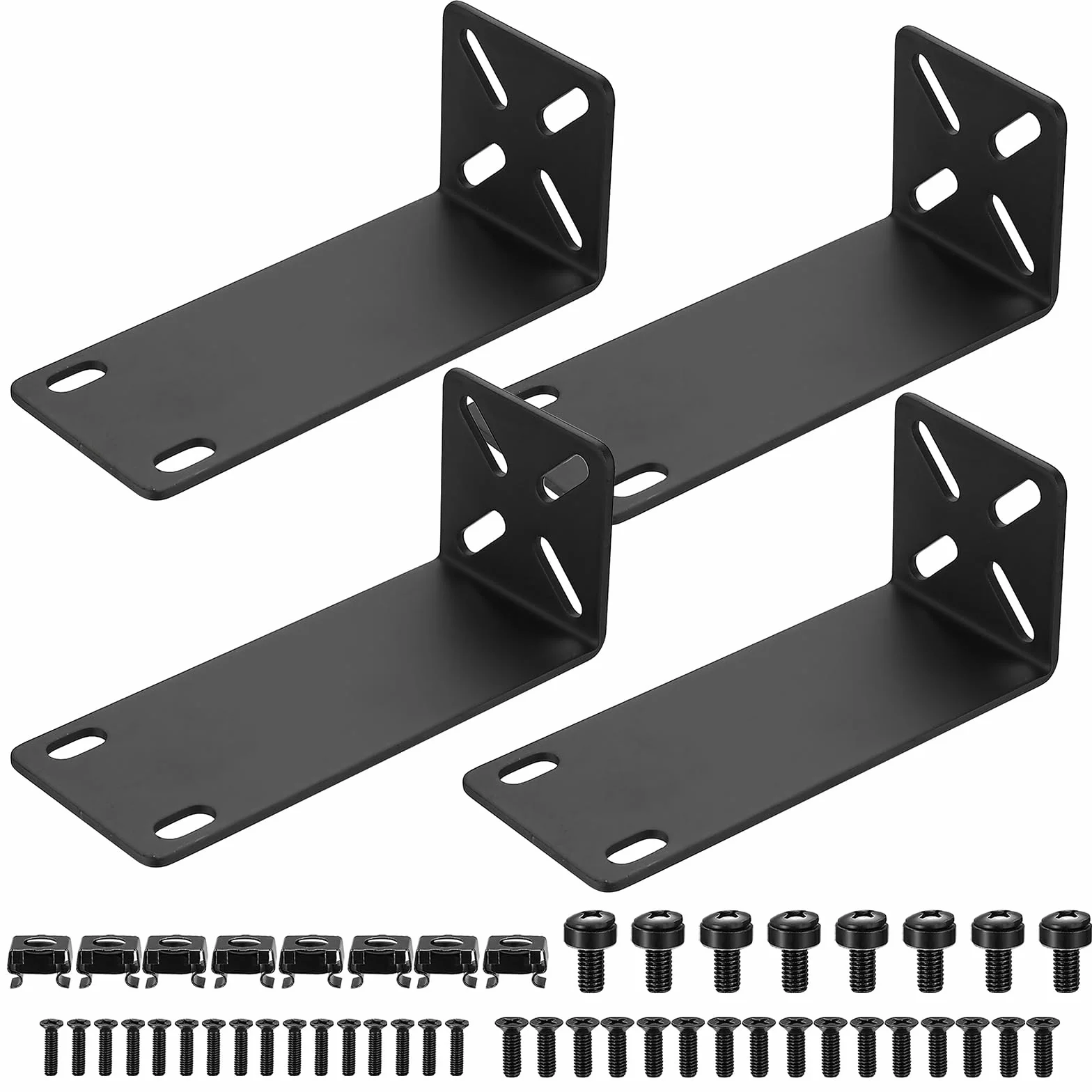 Regulowany zestaw do montażu w stojaku 14-30 mm, 19-calowe przyłącza regałowe, przełącznik do montażu kompatybilny z Netgear TRENDnet Cisco D-Link HP, do urządzeń o szerokości 10,6" (19" (108 mm)