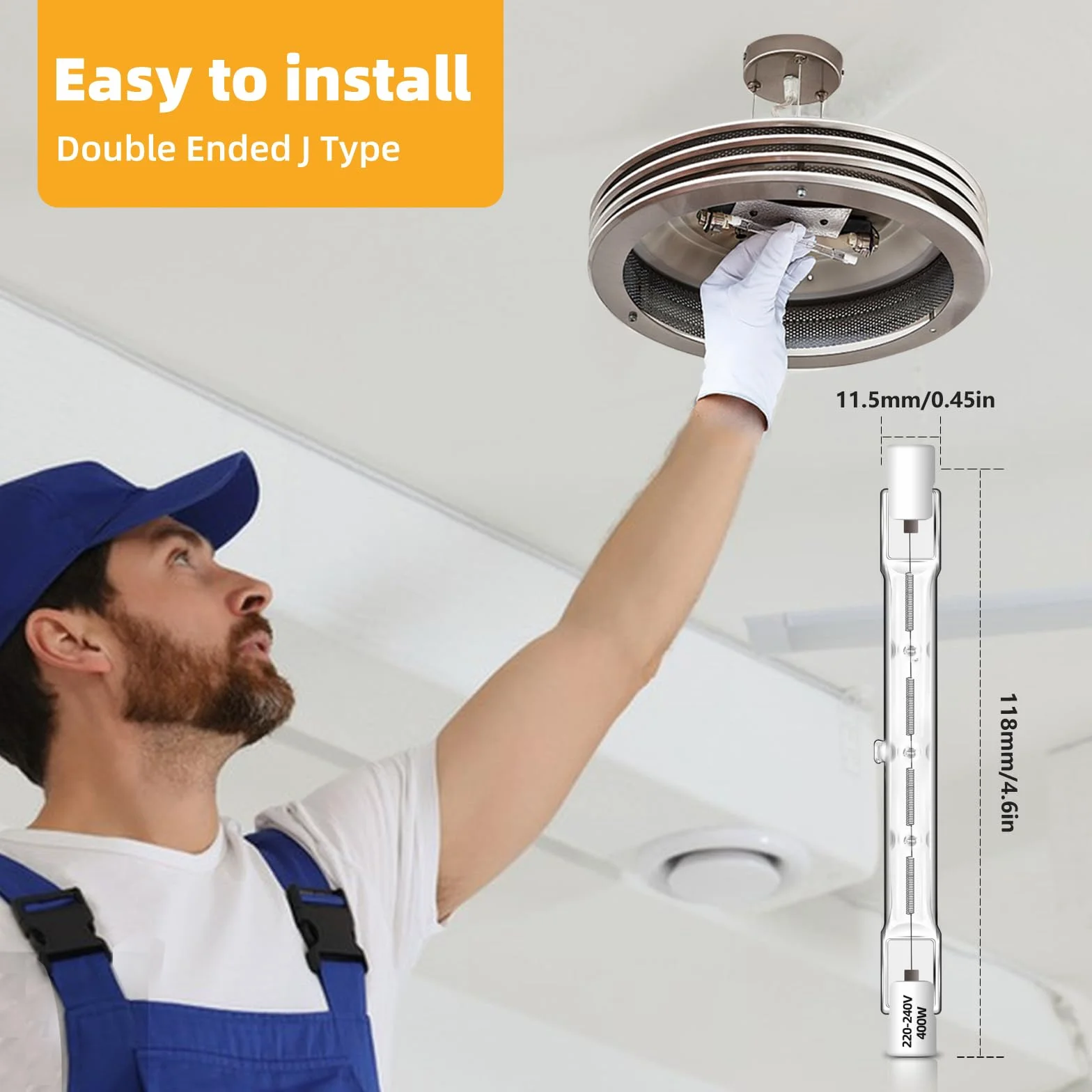 Żarówka halogenowa R7s 118 mm 400 W ściemniana J118 230 V 7500 lm 2700 K ciepła biel
