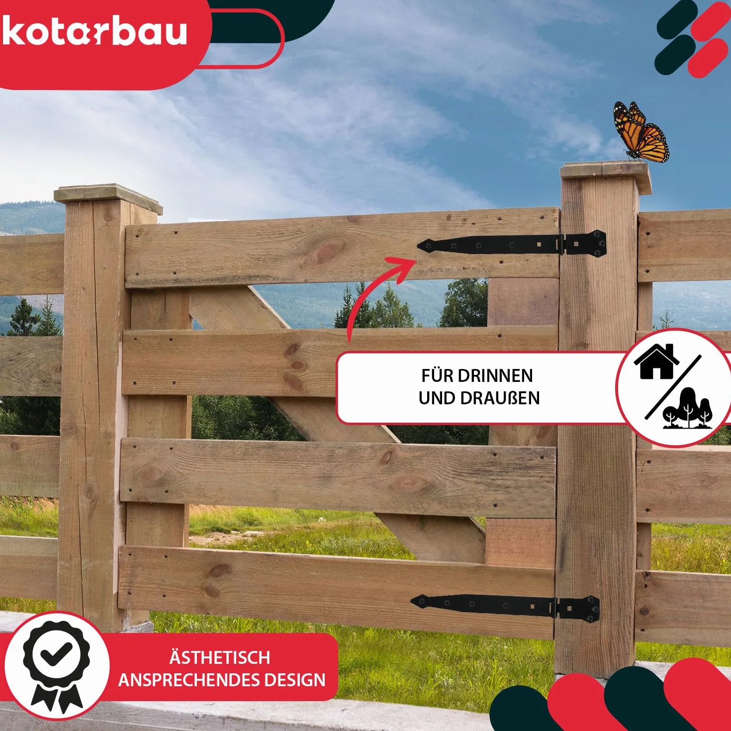 KOTARBAU zawias do drzwi, powlekany proszkowo, taśma sklepowa, krzyżowy, nierdzewny, góra 300 mm