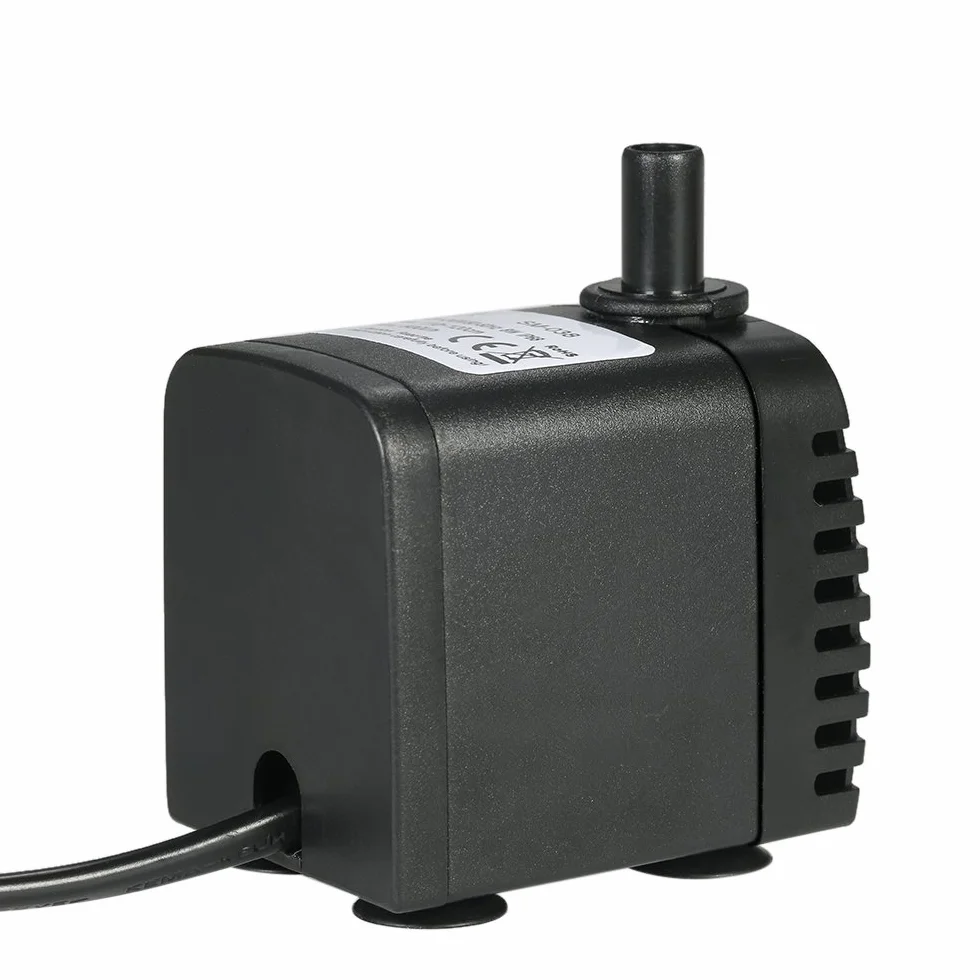 Decdeal Zatapialna pompa wodna 600L/H 8 W do akwarium fontann stołowych, stawów, ogrodów wodnych i systemów hydroponicznych z 2 dyszami AC220-240V