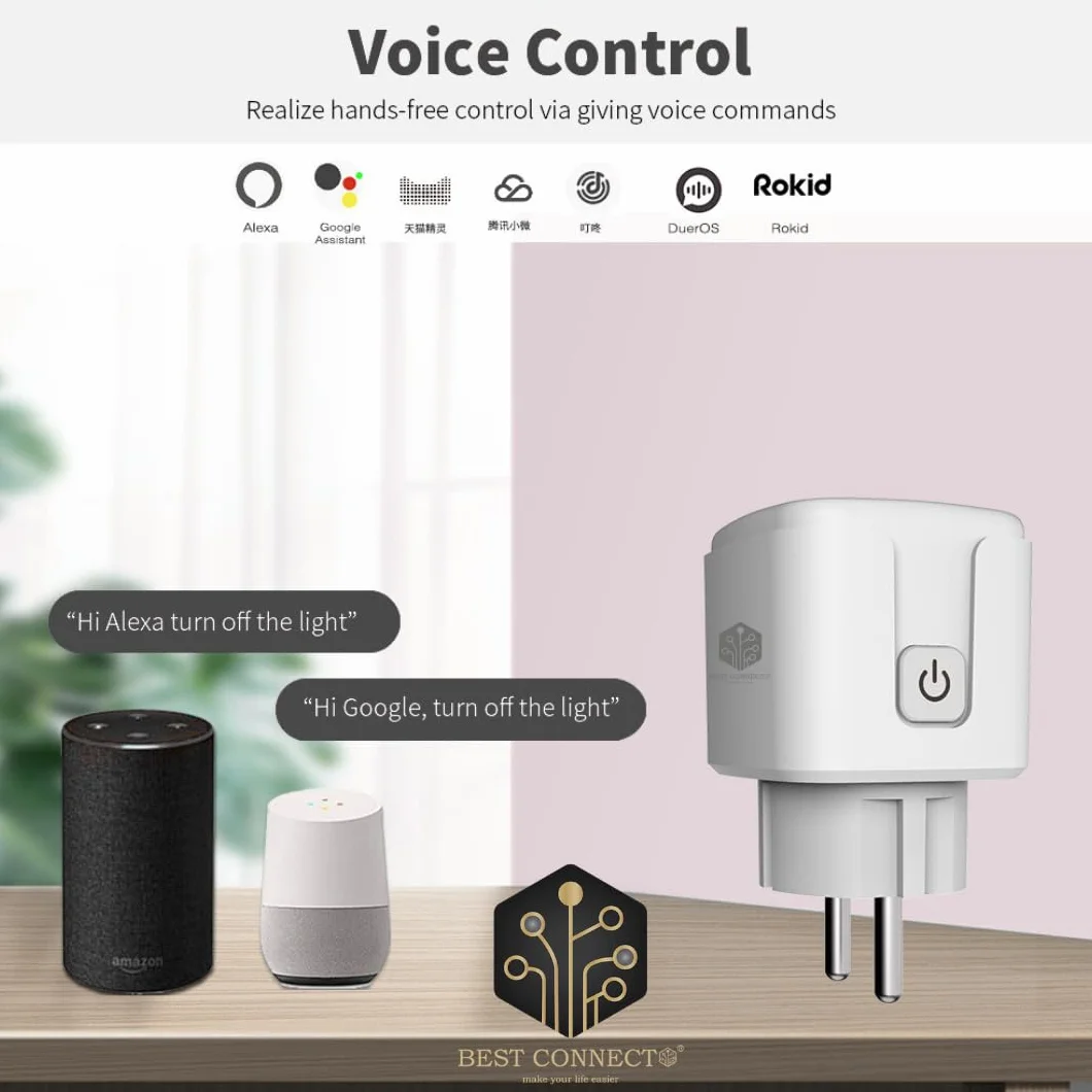 Connecte Plug - Smart Plug Connected Wifi - Kontrola i pomiar zużycia energii - Akcesoria do domu kompatybilne z Google Home i Alexa - Programowalne gniazdo 20A (2)