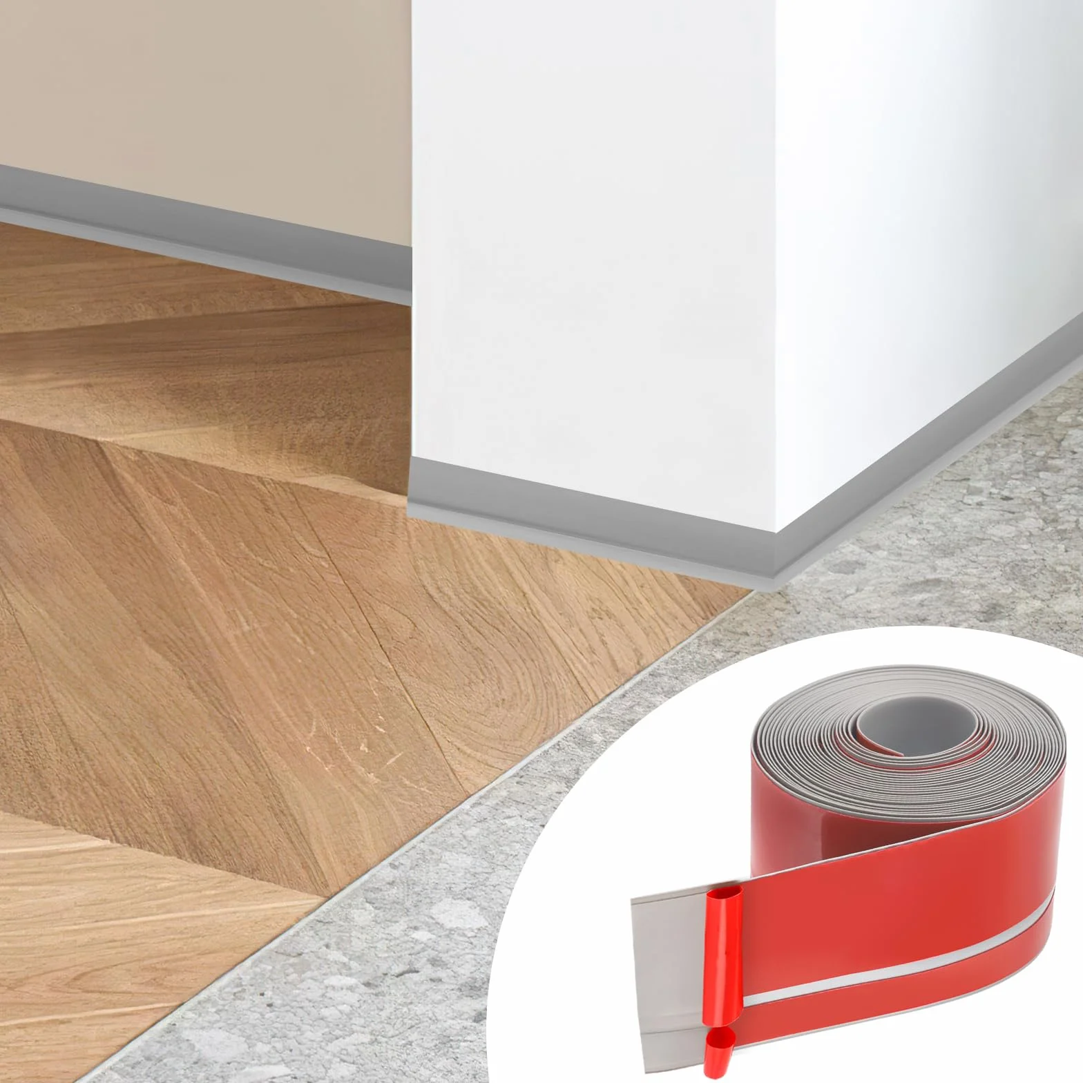 Miękka listwa przypodłogowa PCW 50x20mm 6m szary samoprzylepna