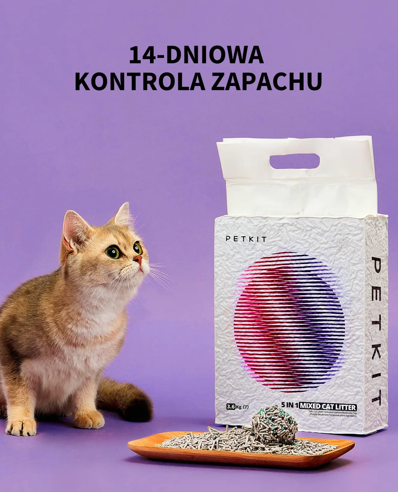 PETKIT Mieszany Żwirek dla Kotów 5 w 1, Nadaje Się do Mycia w Zmywarce, Bezzapachowy, Węgiel Aktywny, Bardzo Chłonny i Szybkoschnący Żwirek dla Kota (Kieszenie na Cztery Kieszenie)