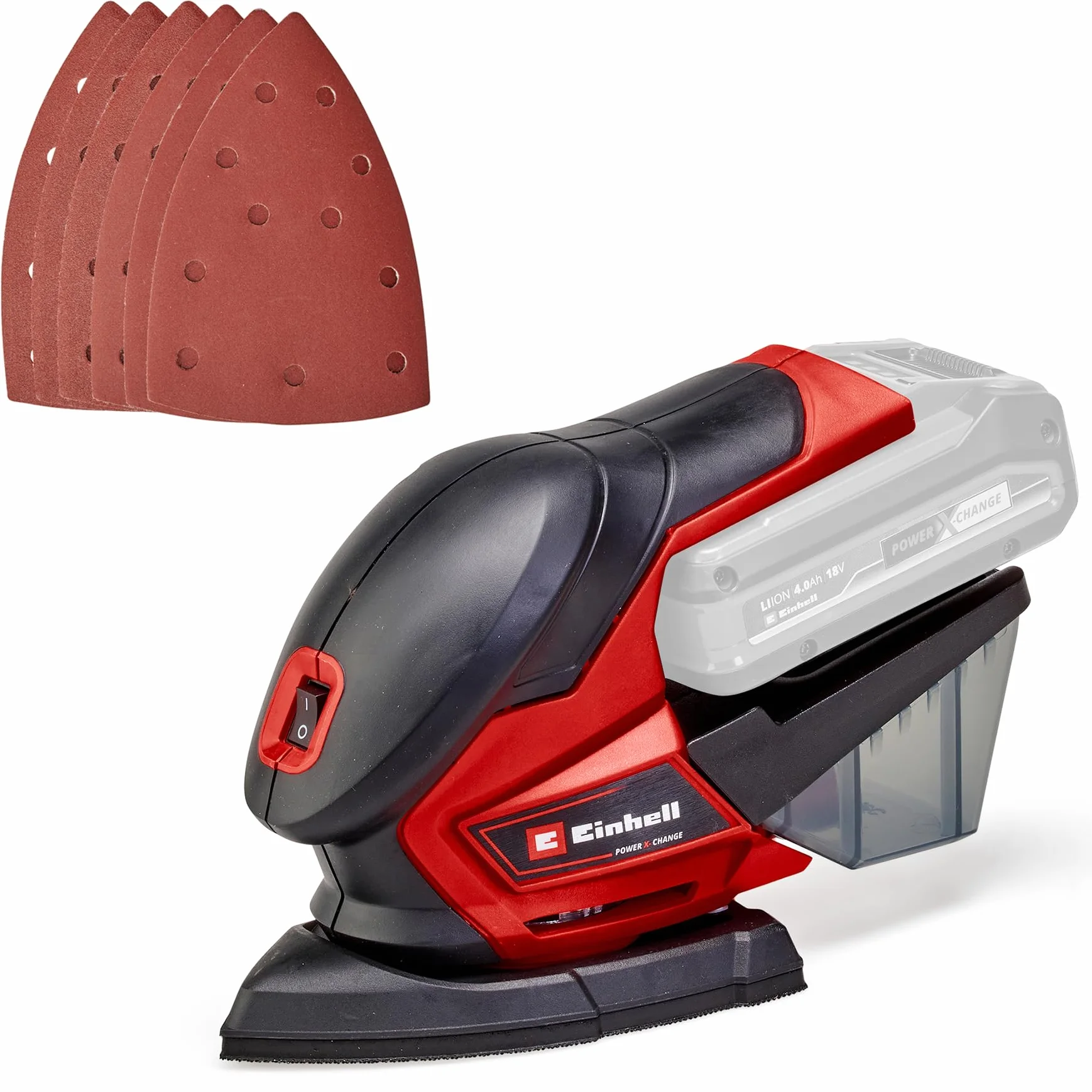 Einhell Multiszlifierka akumulatorowa TE-OS 18/150 Li-Solo Power X-Change (18 V, Li-ion, 24000 min-1, obwód oscylacyjny 1,6 mm, pojemnik na kurz, adapter do odsysania, bez akumulatora i ładowarki)