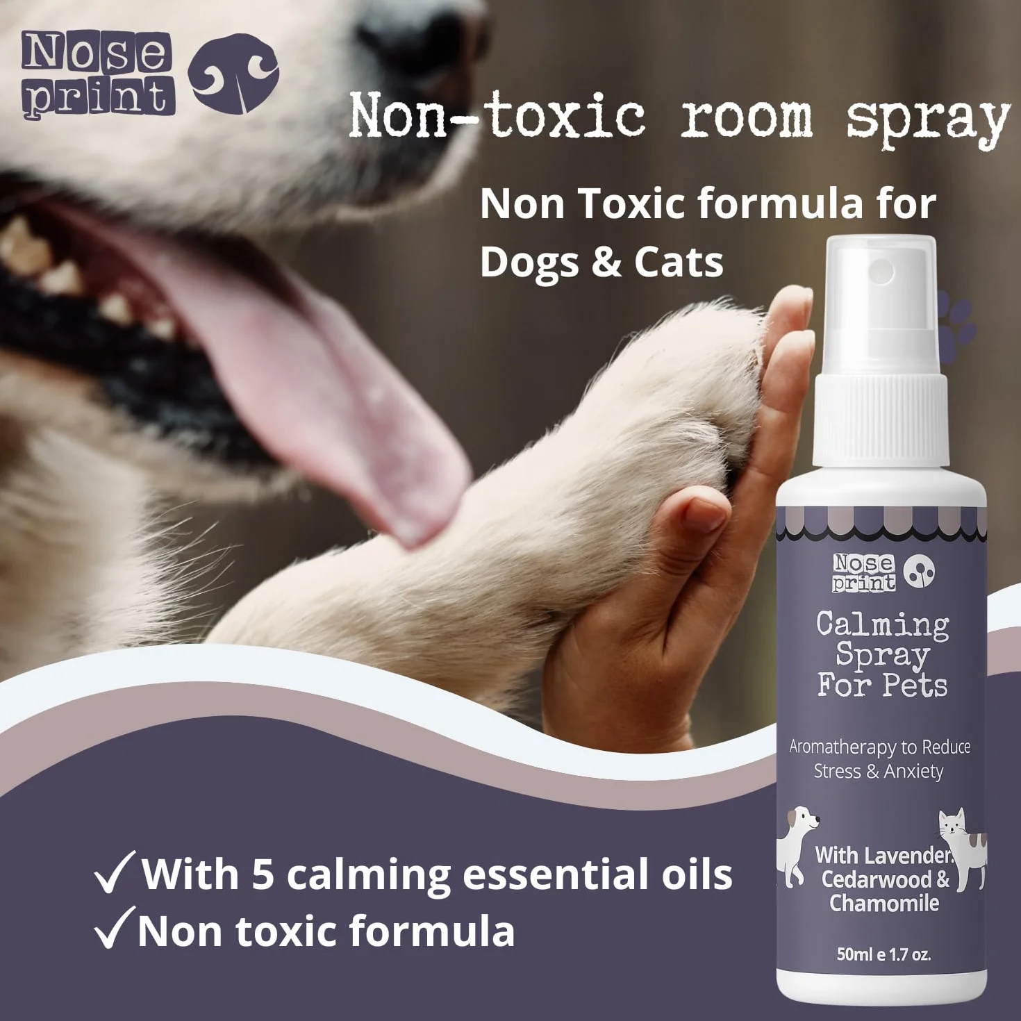 Naturalny spray uspokajający dla zwierząt 100 ml lawenda rumianek cedr