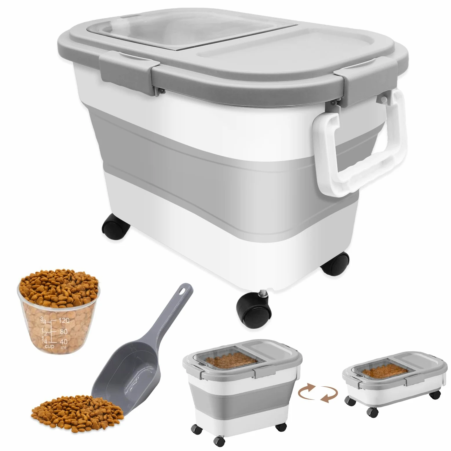 Pojemnik na karmę dla psów składany z kółkami 7-10 kg