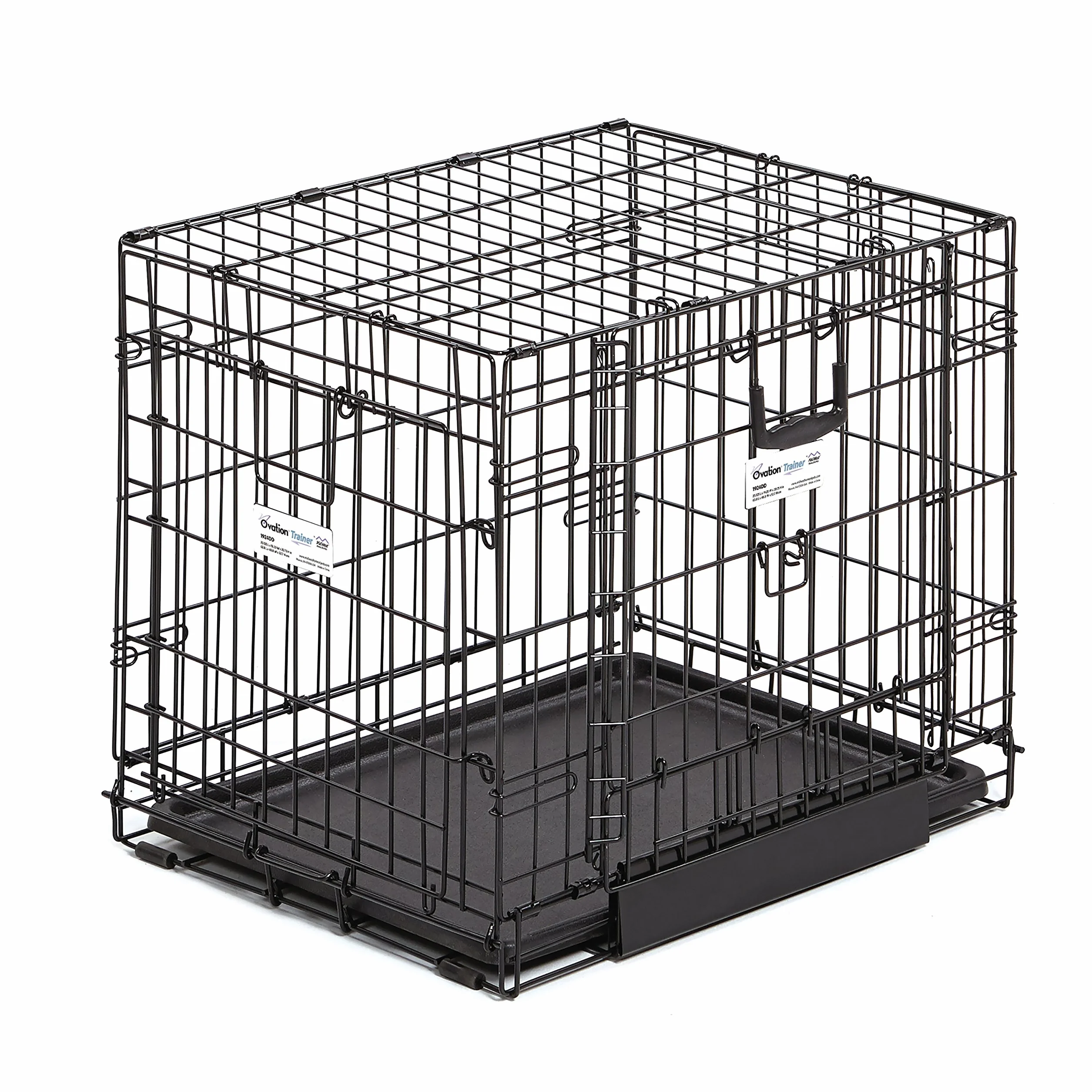 MidWest Homes for Pets Small Ovation Double Door 24-inch Folding Metal Dog Crate, Front and Up & Away Side Doors, Space-Saving Design