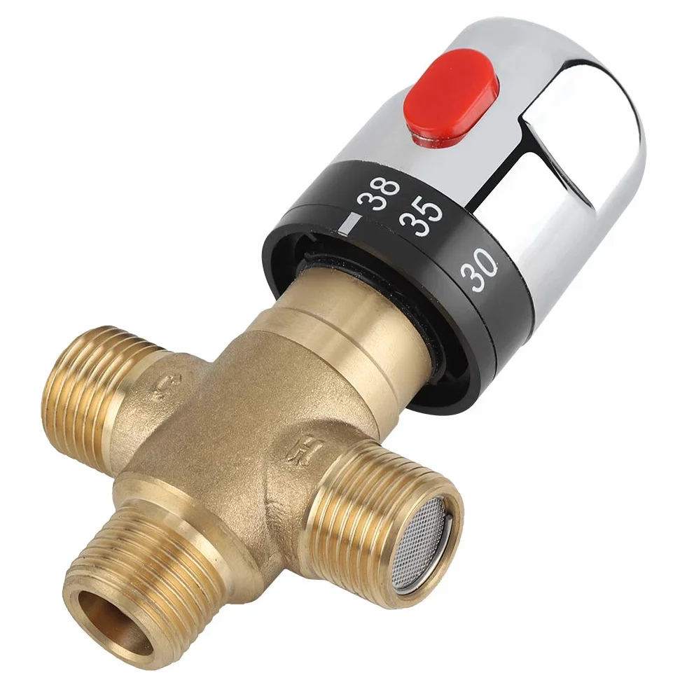 Messing Thermostatisches Mischventil Heißes Kaltwasser Wassertemperatur Rohr Becken Thermostat Control Badezimmer