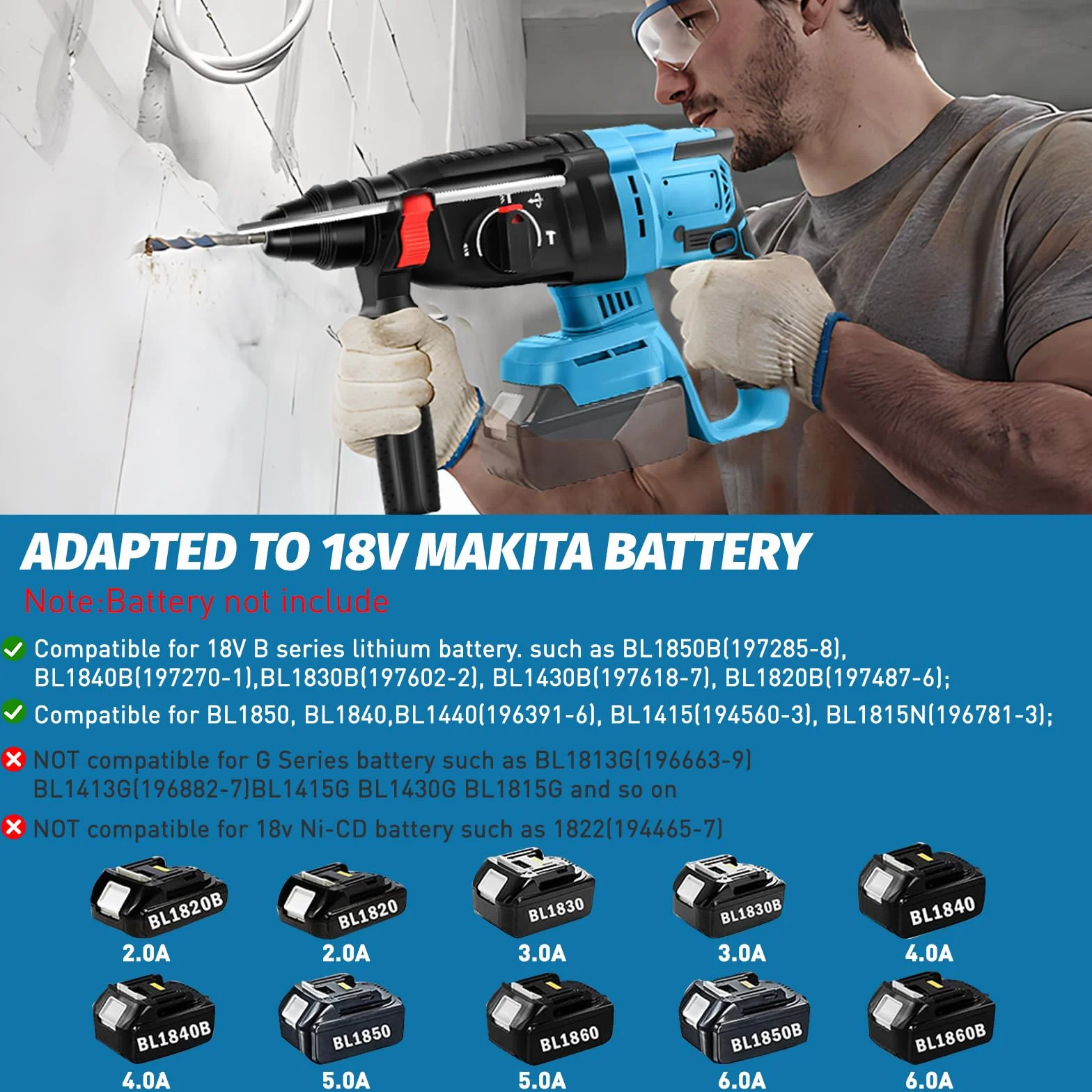 Młot udarowo-obrotowy Makita 18 V bezszczotkowy 3,1 J 950 obr./min 3600 obr./min