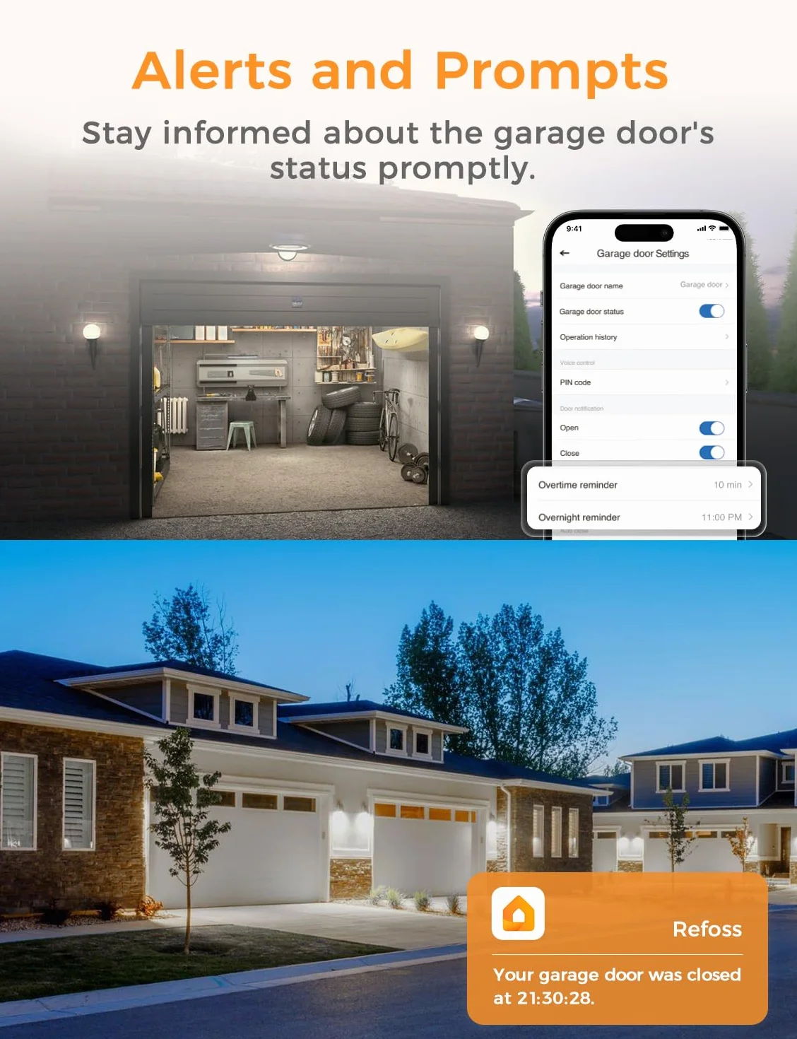 Refoss Smart Otwieracz do bram garażowych z pilotowaniem za pomocą sieci WLAN, kompatybilny z Apple HomeKit, Alexą i Google Home