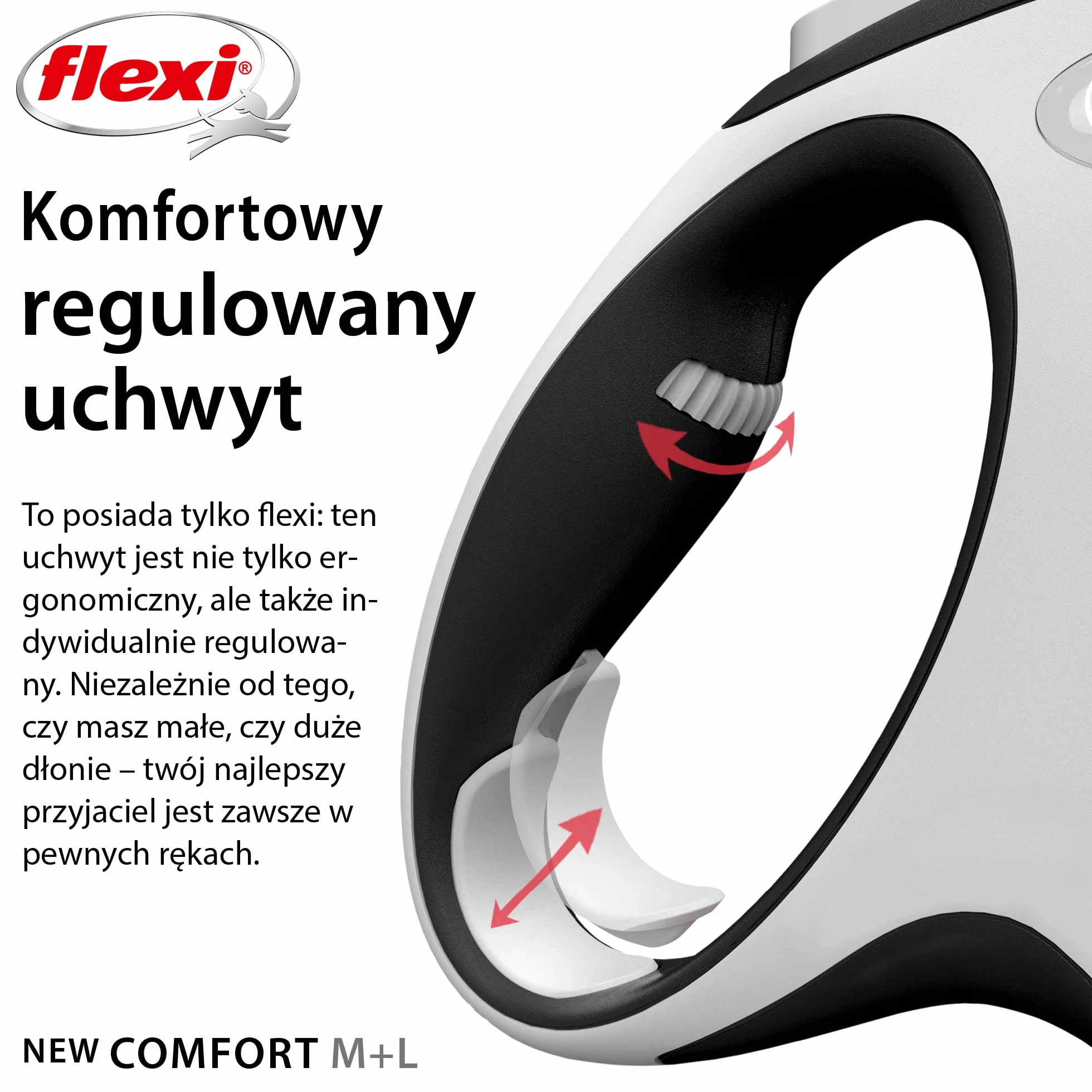 Flexi Comfort Smycz Automatyczna, Szary/Czarny, L/8m