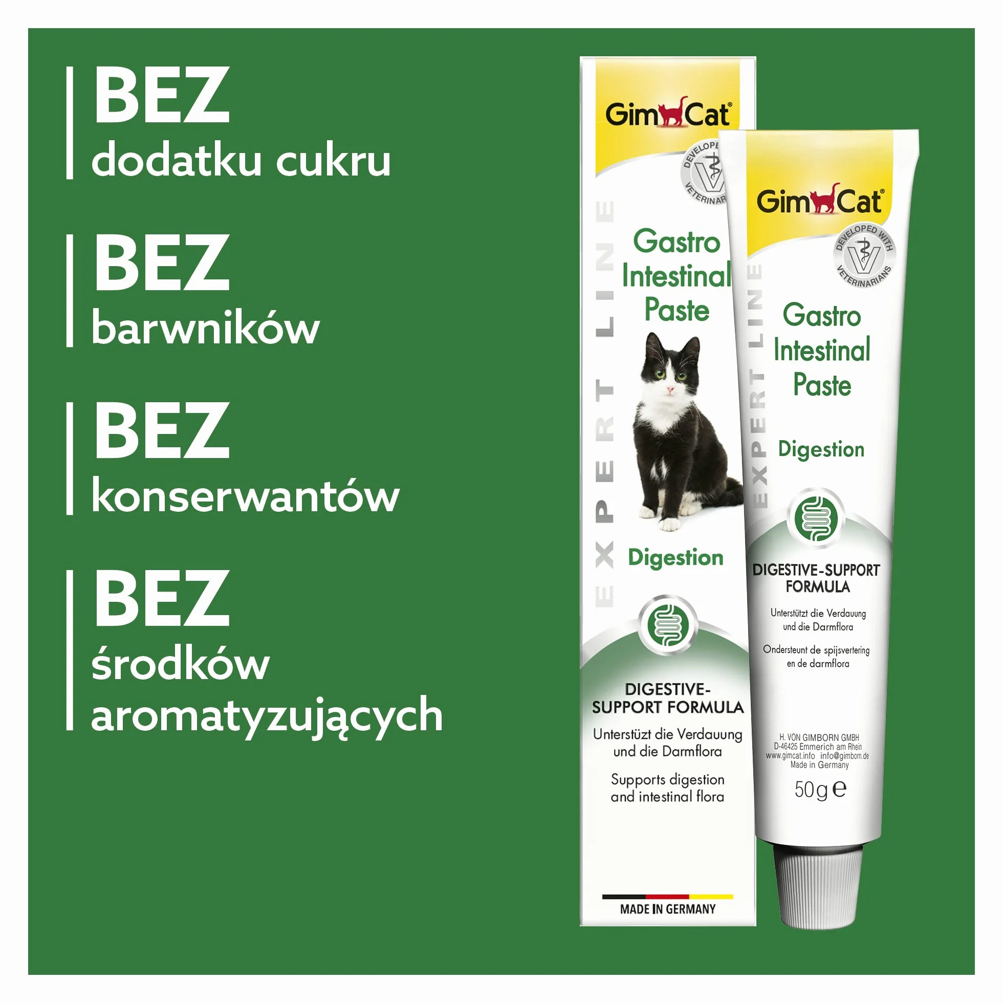 GimCat EXPERT LINE Gastro Intestinal pasta - Funkcjonalny przysmak dla kotów, wspomagający trawienie i mikroflorę jelitową - 1 tubka (1 x 50 g)