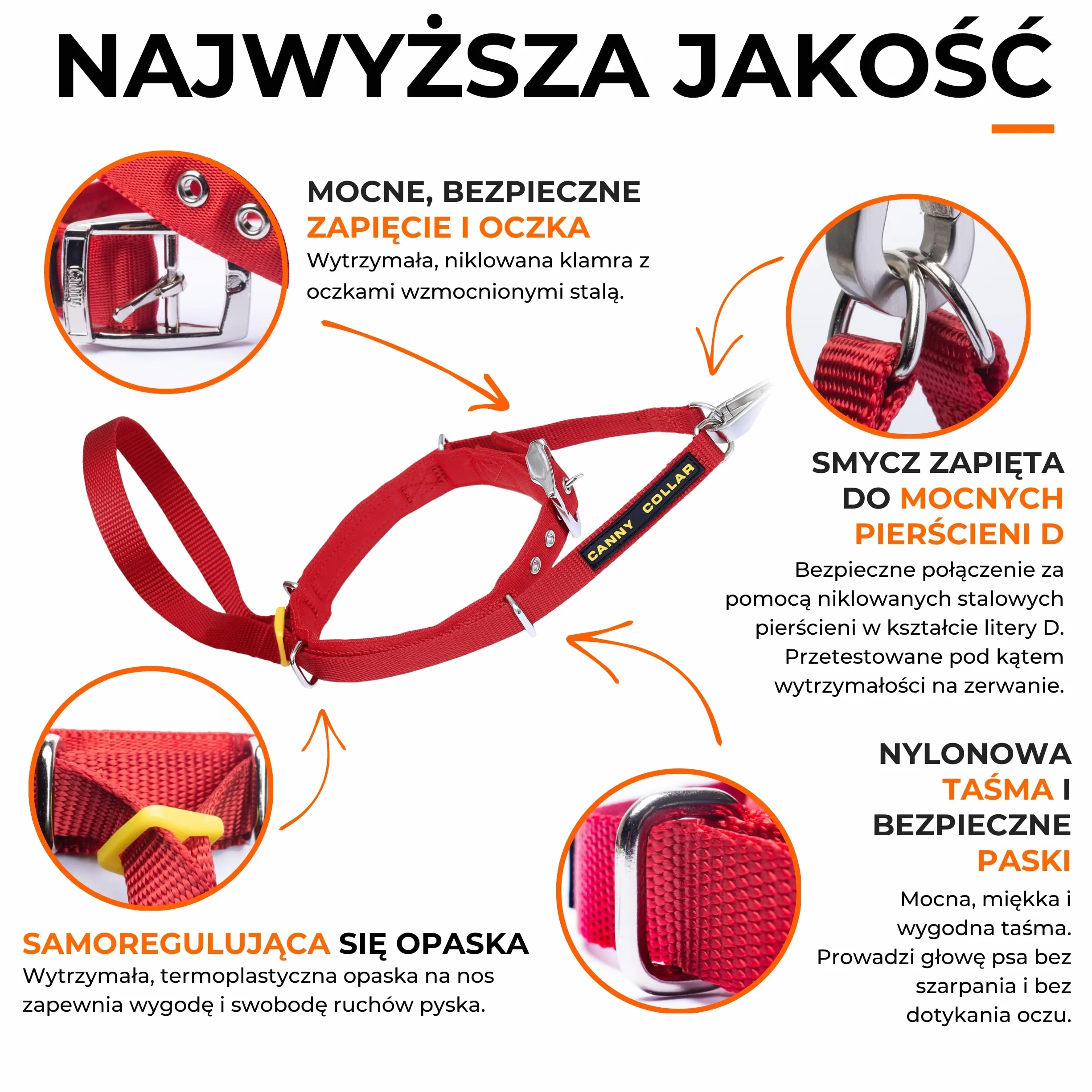 Canny Collar – Obroża Treningowa Przeciw Ciągnięciu | Kantar na Głowę, Uczy Chodzenia na Luźnej Smyczy | Spokojne, Bezstresowe Spacery | Czarna, Rozmiar 2