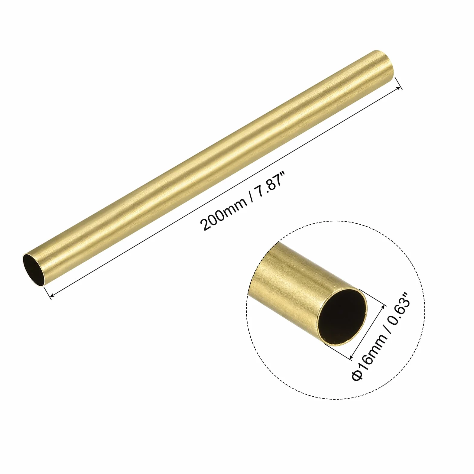 Mosiężna rura okrągła 16 mm średnica zewnętrzna 0,5 mm grubość ścianki 200 mm długość