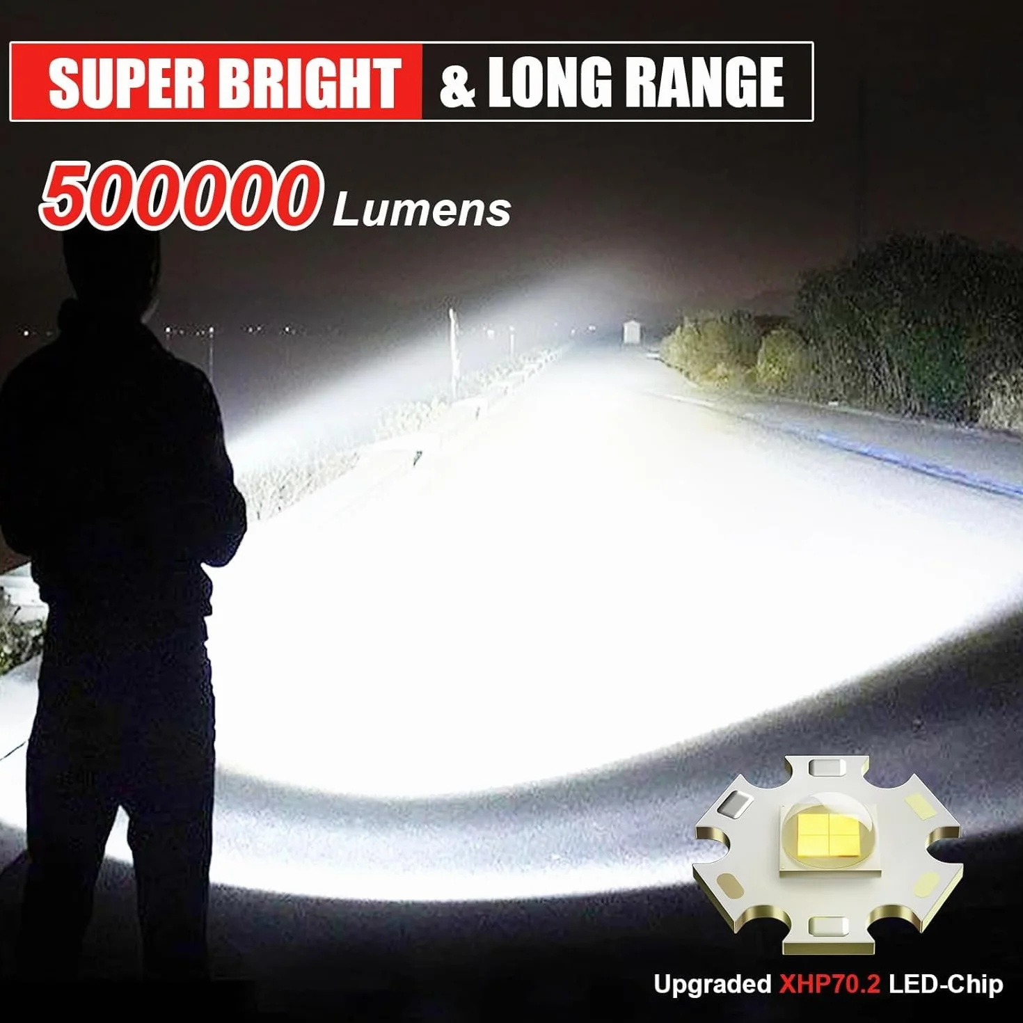 Shadowhawk Latarka LED XHP70.2 500000 lumenów IP67 USB ładowana 5 trybów