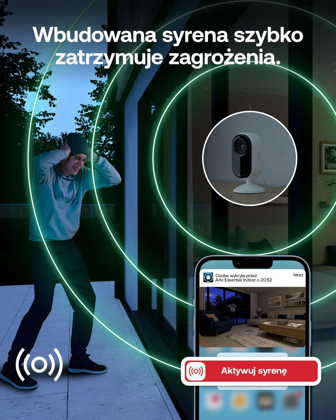 Arlo Essential 3 HD Kamery monitorujące wewnątrz (2), dwukierunkowy dźwięk, zasilanie kablowe, inteligentny dom
