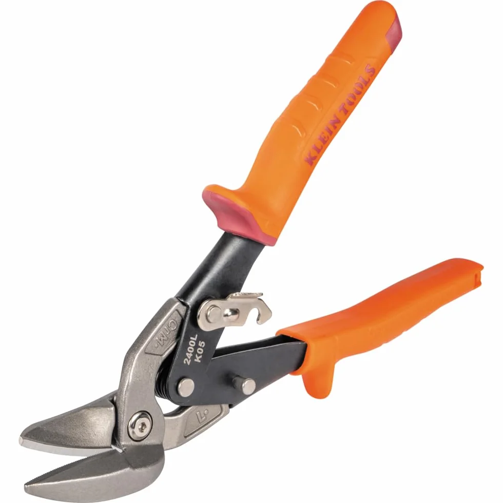 Klein Tools Nożyce do cięcia po lewej stronie, nożyce do cyny lotniczej z kutym ostrzem do precyzyjnego cięcia blachy