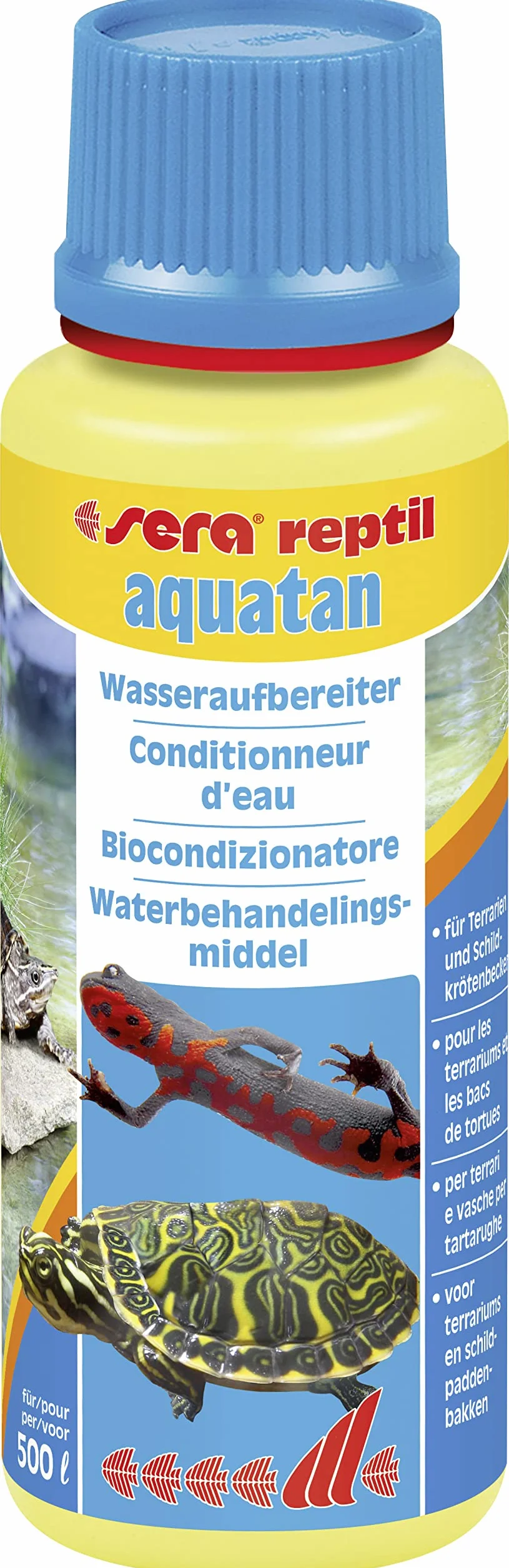 sera reptil aquatan 100 ml – odpowiednia dla gatunku woda dla żółwi, żab i innych żółwi – uzdatniacz wody żółwie, traszki, axolotl, żab, 120 sztuk (1 opakowanie)