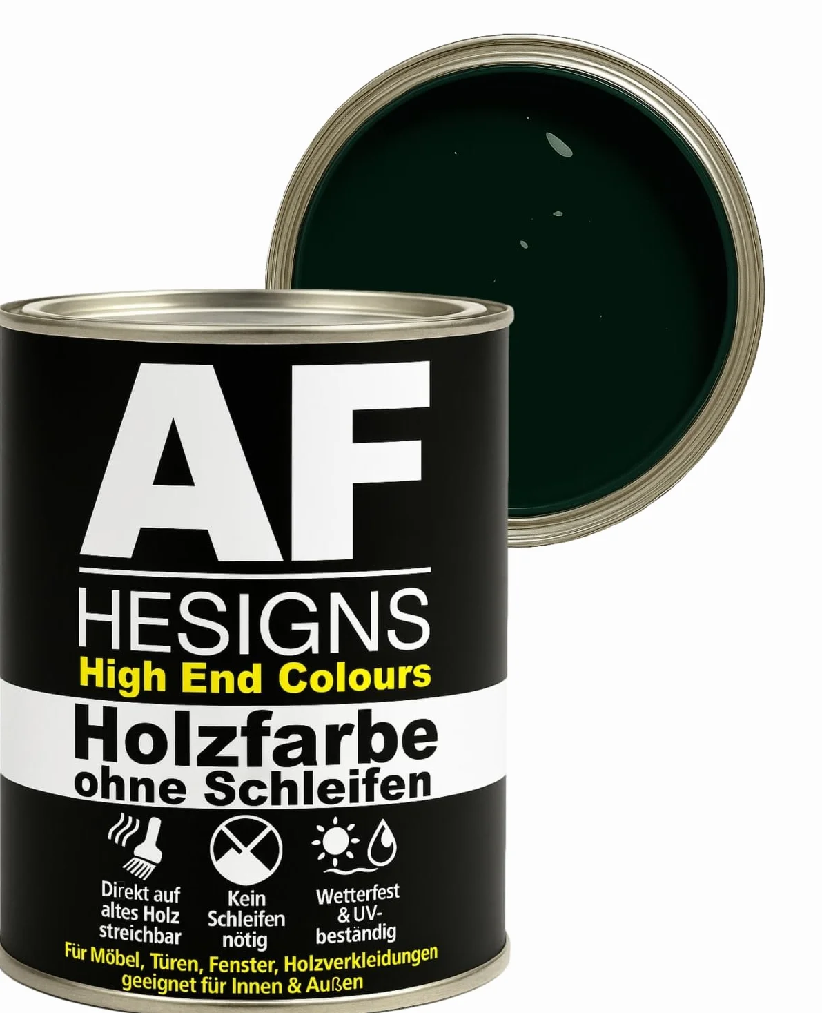 Alex Flittner Designs Farba do mebli bez szlifowania w kolorze czarno-zielonym RAL6012 jedwabisty matowy 750 ml lakier do mebli do drewna i metalu wewnątrz/na zewnątrz