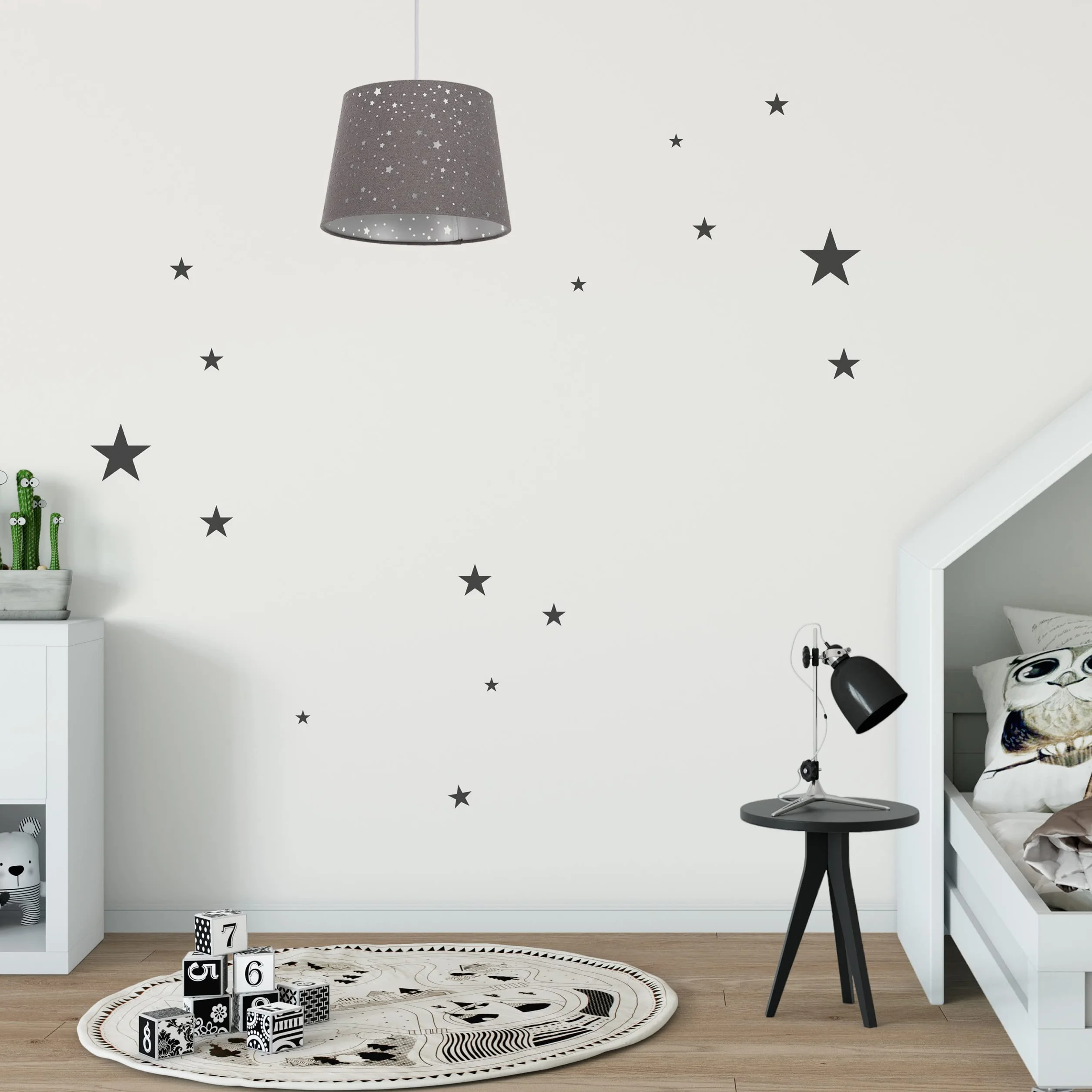 Relaxdays lampa dziecięca gwiazdki, wisząca lampa z kloszem dla dziewczynek, motyw nieba, E27, okrągły klosz, różowy
