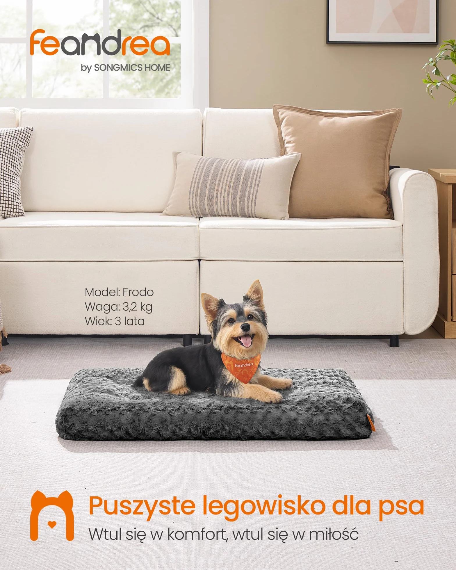 Feandrea Legowisko dla psa, rozmiar M, dla małych psów, legowisko dla zwierząt, pluszowa tkanina, 80 x 50 cm, miękkie wypełnienie, zmywalne, antypoślizgowe, szaro-łupkowe PGW291GN01