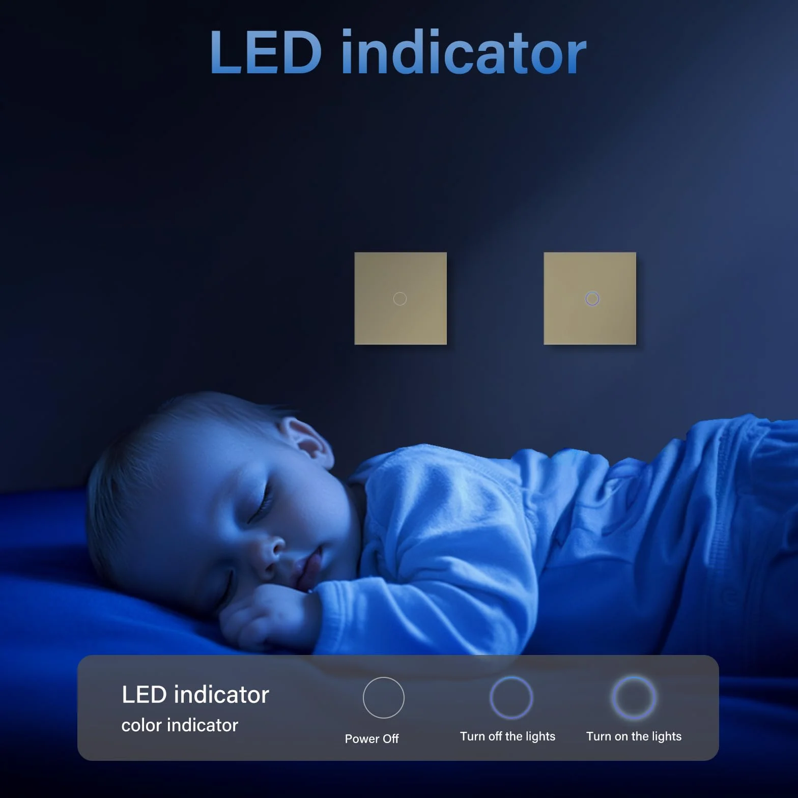 BSEED Touch Przełącznik Światła 1-Drożny Szklany Panel LED Złoto 500W