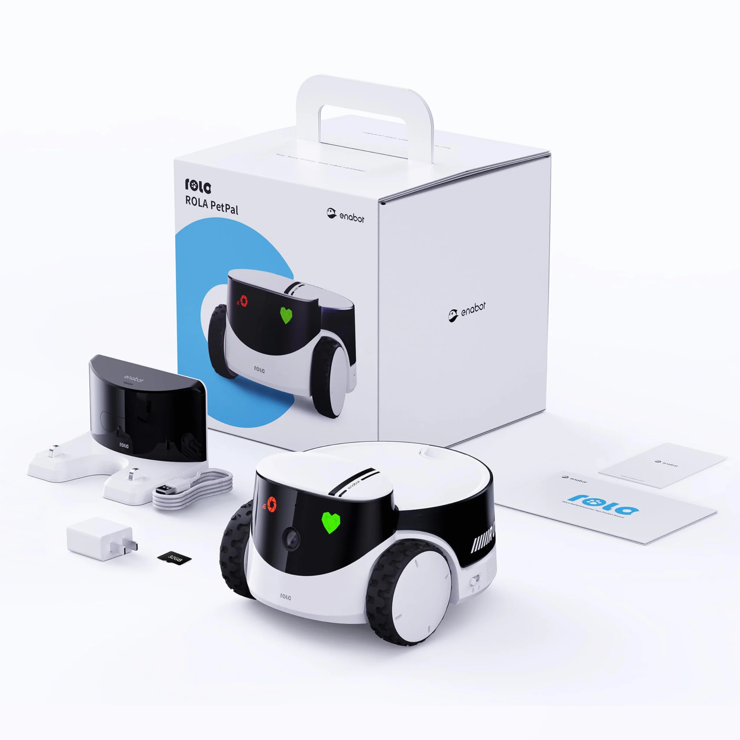 Enabot EBO ROLA PetPal robot z kamerą 2,5K WiFi QHD, noktowizor, 2-drożny dźwięk, zdalne sterowanie aplikacją dla kota/psa
