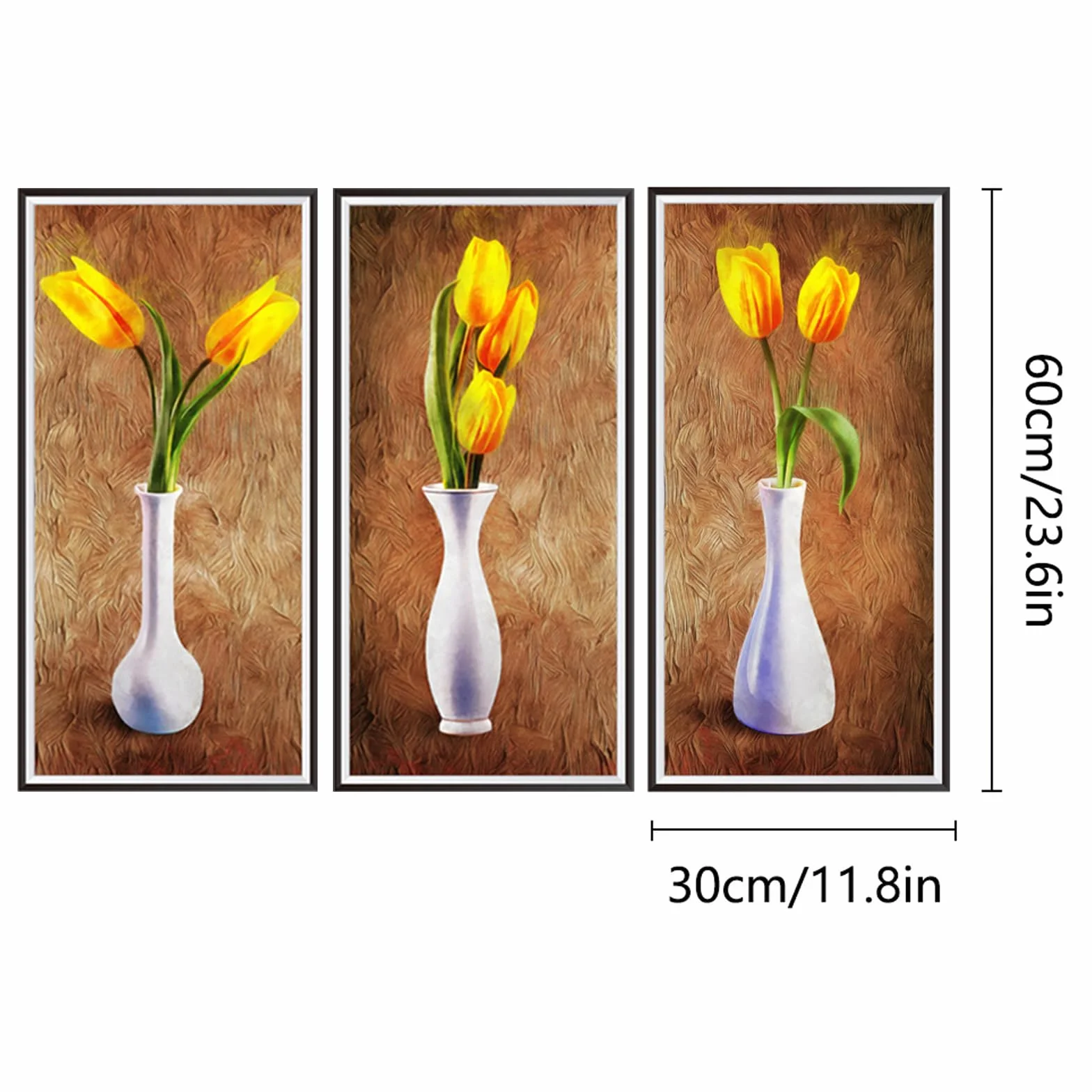 3 sztuki tatuaży ścienne do salonu, wazony 3D, naklejki do ścian, wazon, tulipany, zielone rośliny, dekoracja ścienna (30 x 60 cm)