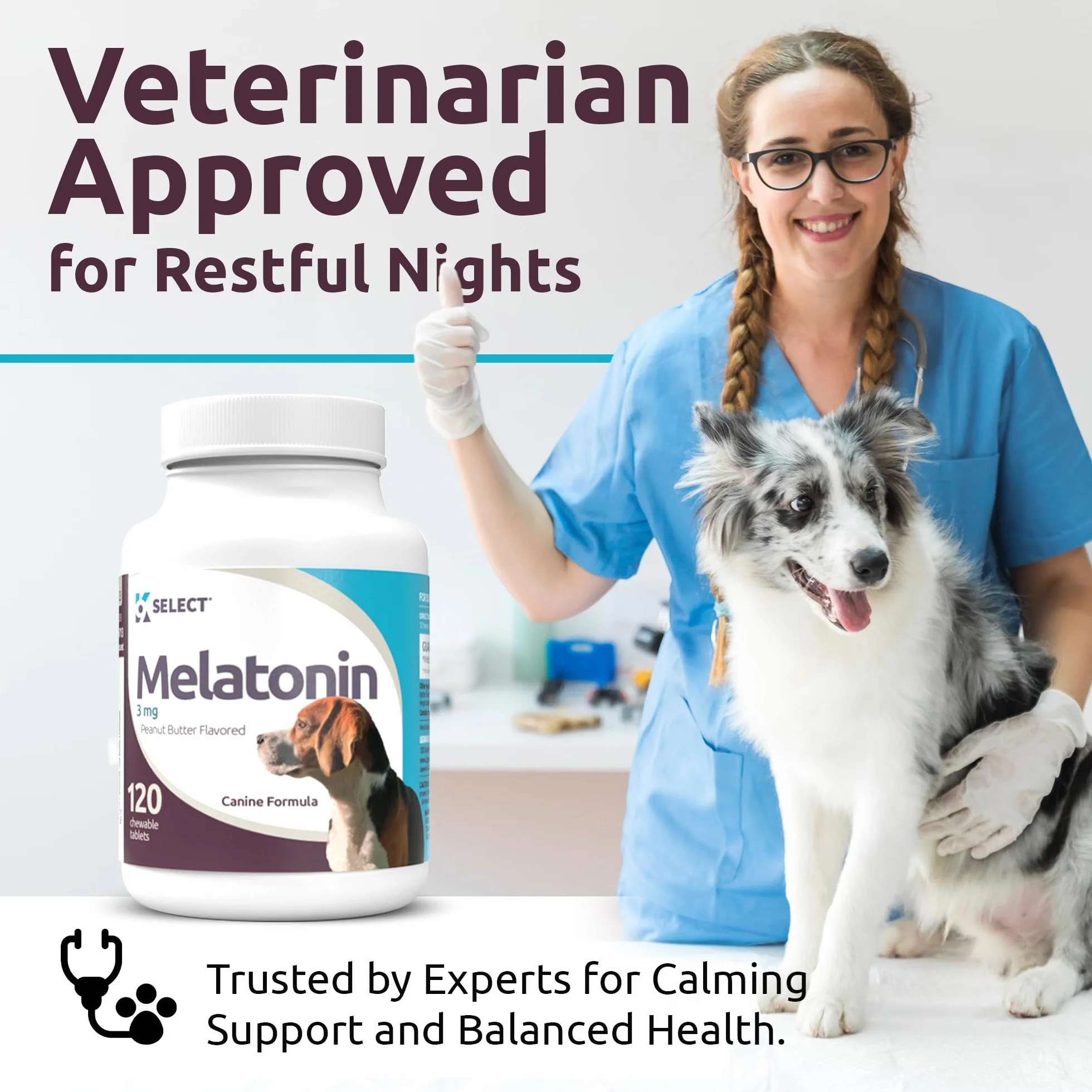 K9 Choice Melatonin for Dogs - 120ct (3 mg) Tabletki - Peanut Masło Flavor