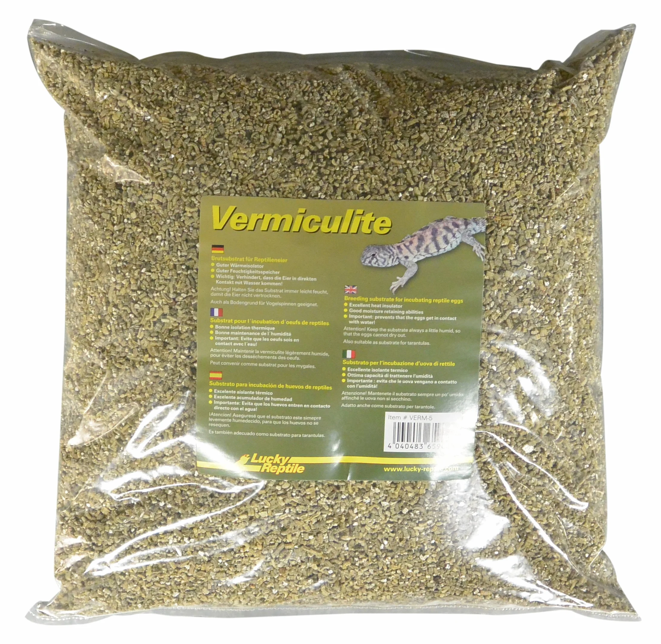 Lucky Reptile Vermiculite - 5-litrowy koncentrat wylęgowy dla jaj gadów - Substrat do inkubacji termoizolacyjny i regulujący poziom wilgoci - Wermikulit do hodowli gadów - Podłoże terrarium