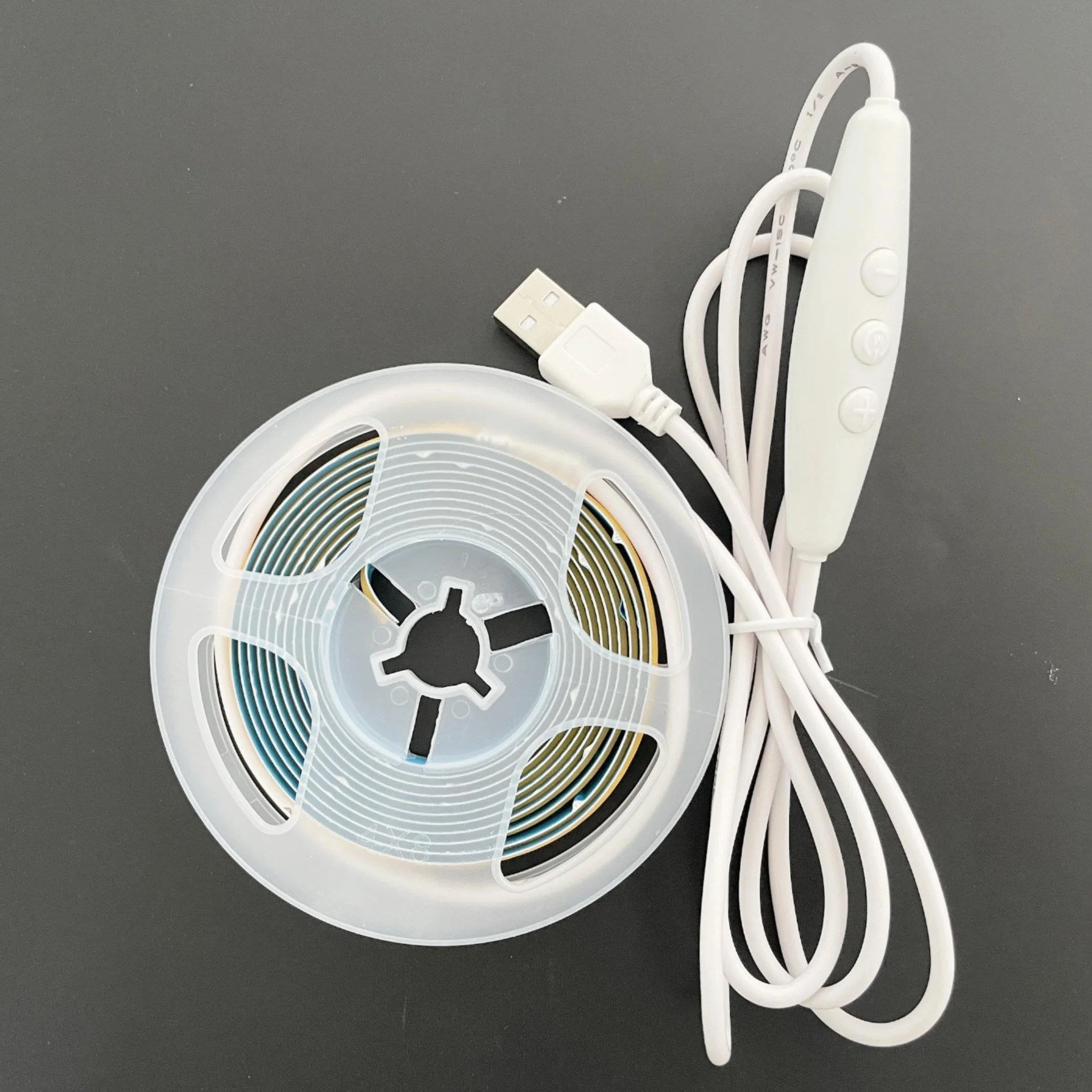 5V USB COB LED Bar Light z przełącznikiem przyciemniania, 9.84FT / 3M, zimny biały 6500K, 320LED / M, szerokość 8mm, kabel przełącznik USB 1.5M do dekoracji wnętrz domowych DIY