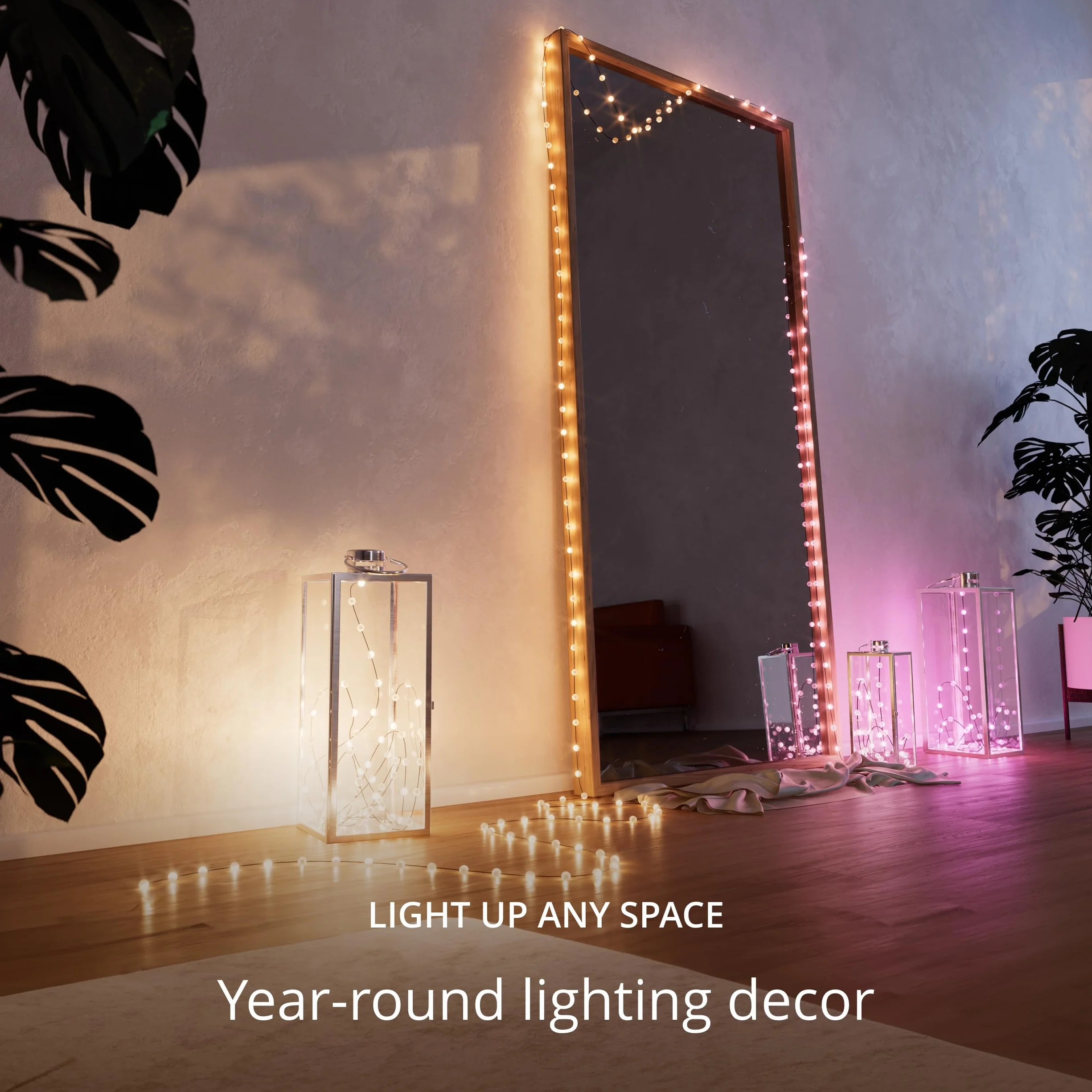 Twinkly Struny z USB-C Pearls 100 diod LED, wielokolorowe świąteczne lampki RGB, kompatybilne z Alexą, Google Home, możliwość zmiany oświetlenia, zasilanie USB C, zielony drut, 6 m