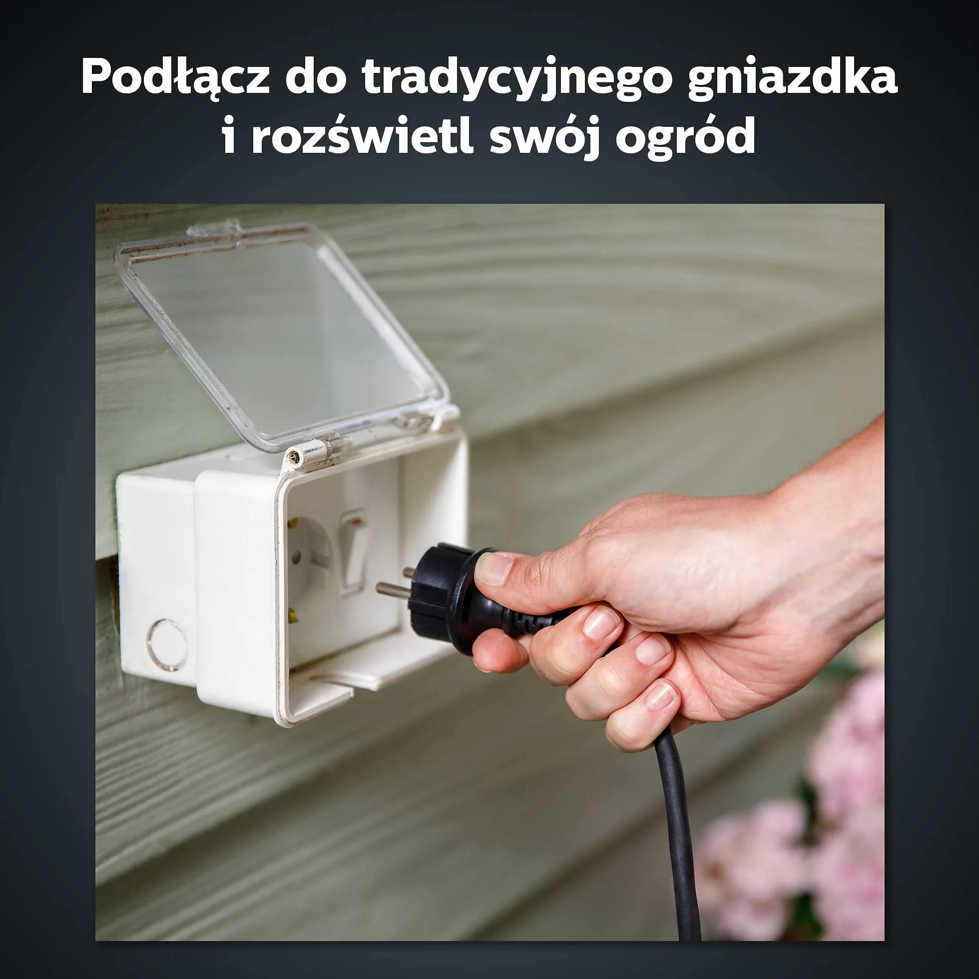 Philips Hue Outdoor Niskonapięciowy zasilacz zewnętrzny [do 100 W], do inteligentnego oświetlenia zewnętrznego Philips Hue, czarny