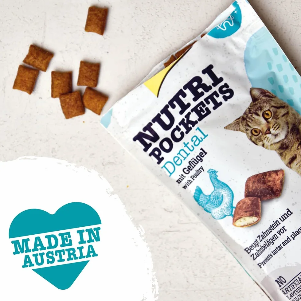 GimCat Nutri Pockets Dental - Chrupiący przysmak dla kotów z kremowym wypełnieniem i składnikami aktywnymi - 1 worek (1 × 60 g)