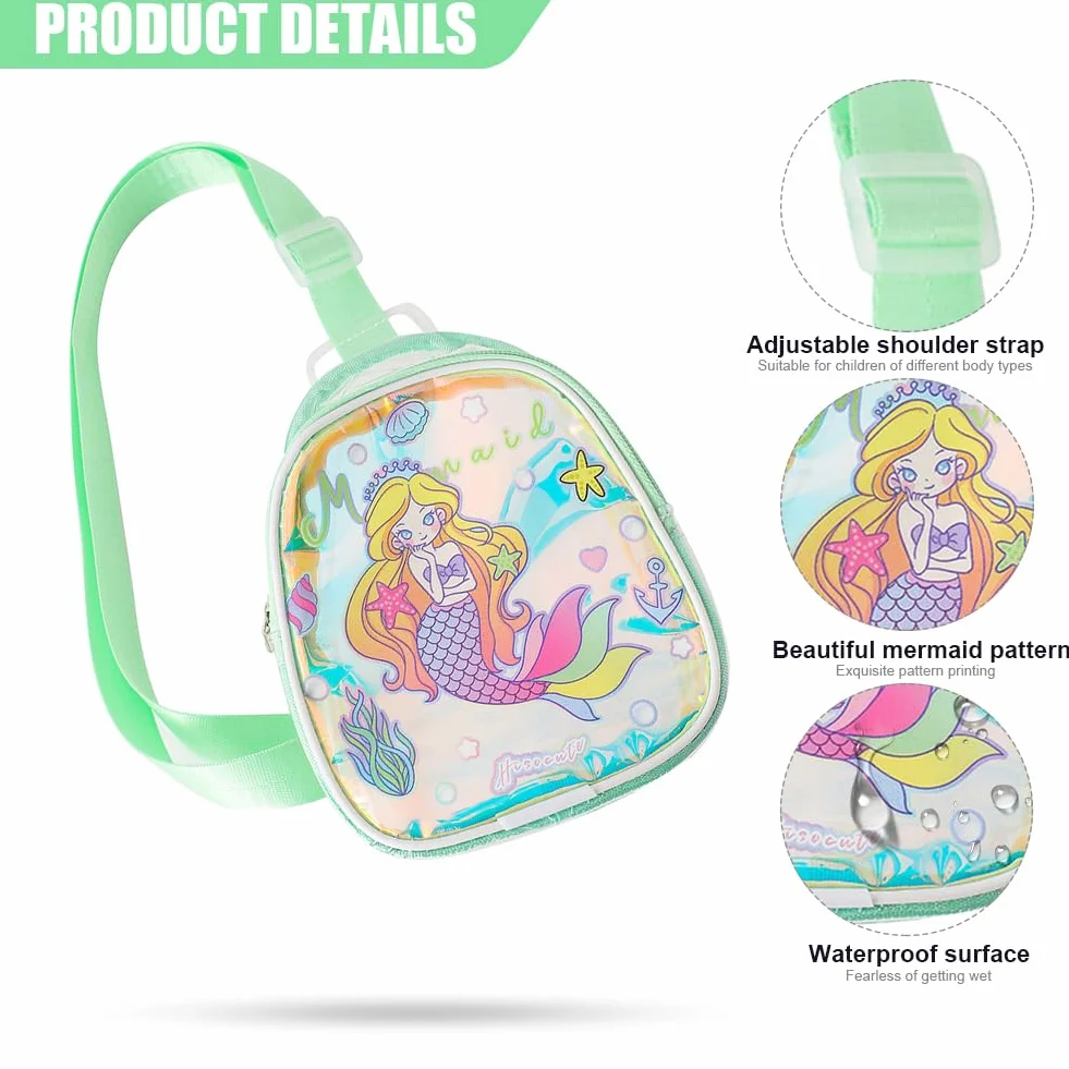 LEBKFT 1 szt. Jednorożec syrenka torba na ramię PVC przezroczysta torba crossbody mini portfel torba podróżna plaża podróż zamek błyskawiczny przezroczysta torebka do przechowywania telefonu