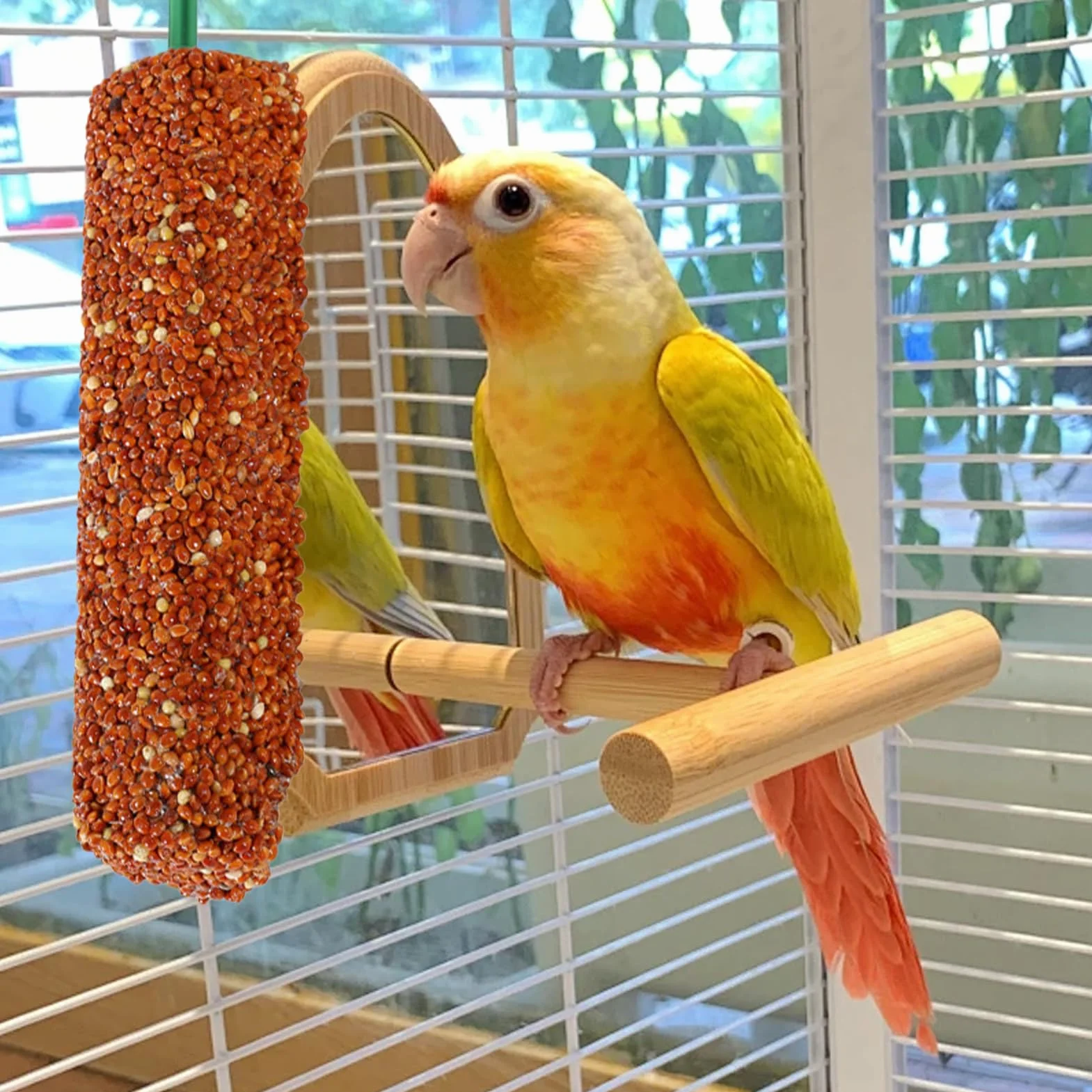 Parakeet Treats Sticks, Bird Snack Two, 5.51x0.98x0.98 inches Foraging Chew Food, Training Reward Bites, Nutritious Blend Formula, Ideal for Parrot, Finch, Myna, Conure Companions