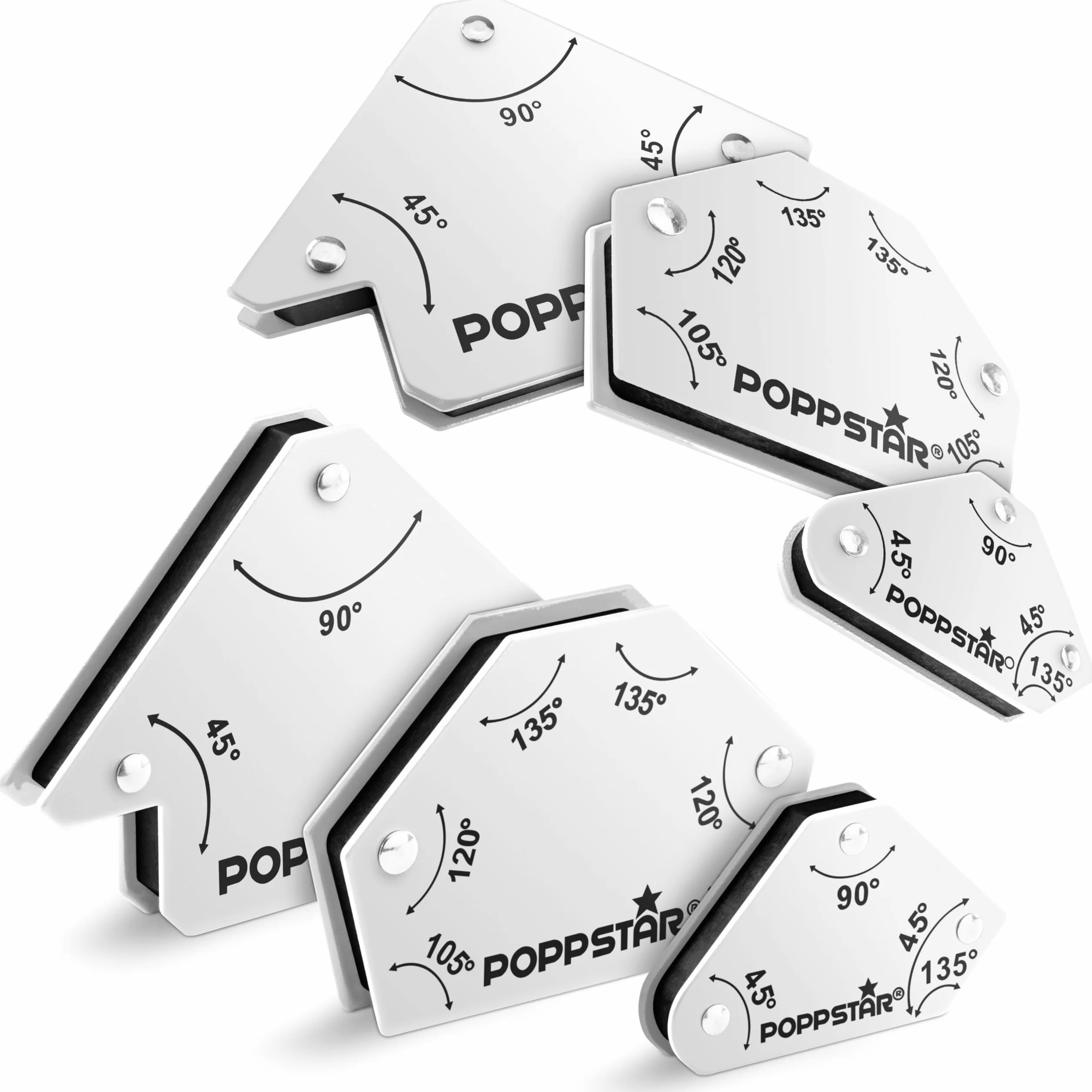Magnes spawalniczy Poppstar zestaw 6 sztuk 45/90/135° 30/45/60/75/90/135° 11,3 kg 4 kg