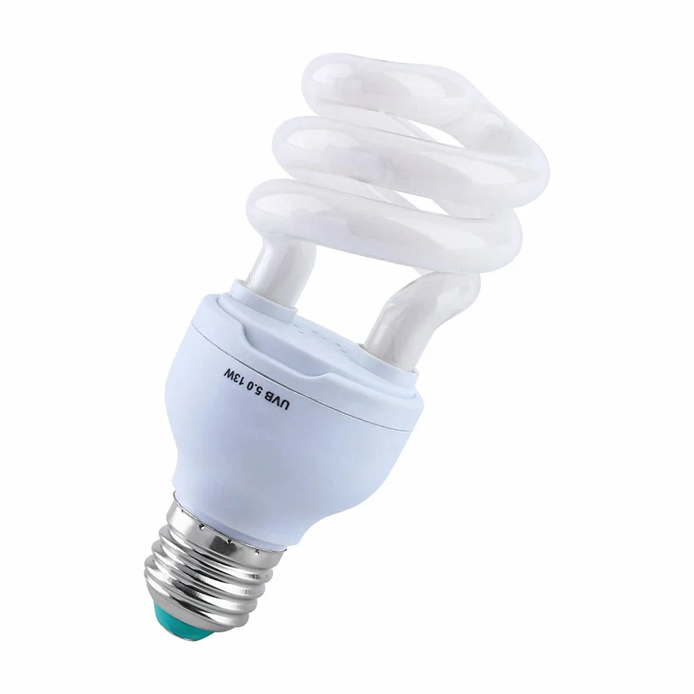 13W UVB 5.0, E27 Baza Energooszczędna Żółw Terrarium Terrarium Lampy REPTILE Żarówka UV, Wydajna do 50 cm, Symuluje pustynię, dostarcza promienie wapnia