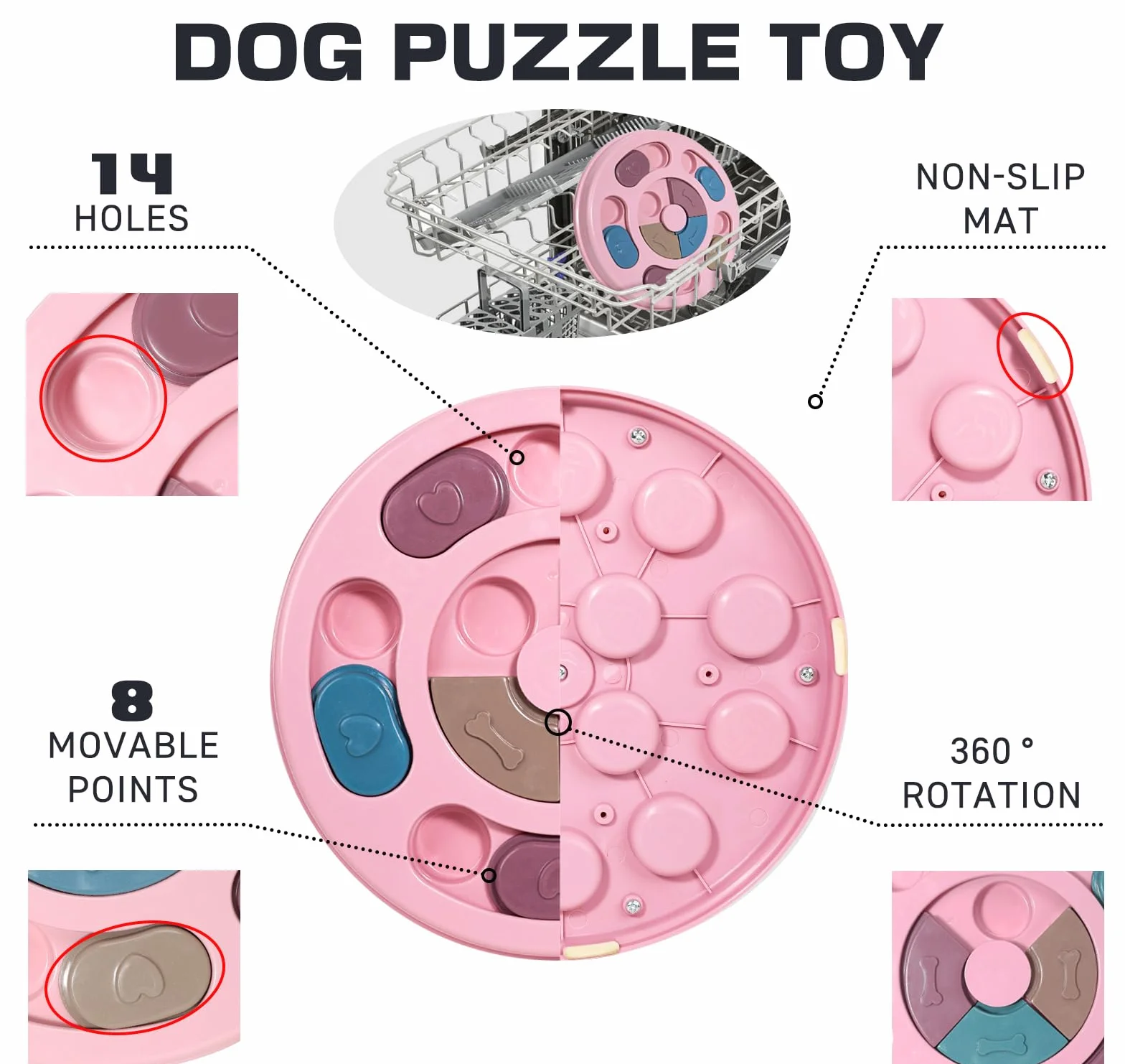 Puzzle dla psów, interaktywne zabawki na nudę, zabawka piszcząca i dla szczeniąt