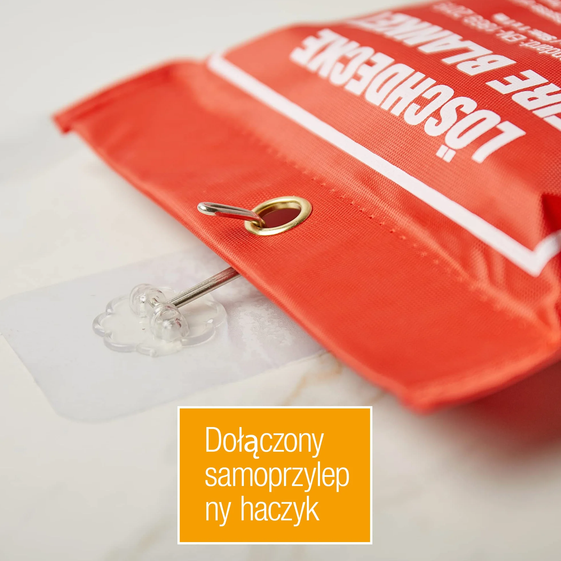 Koc gaśniczy XL 1,2 x 1,2 m Amazy z pokrowcem i hakiem DIN EN 1896