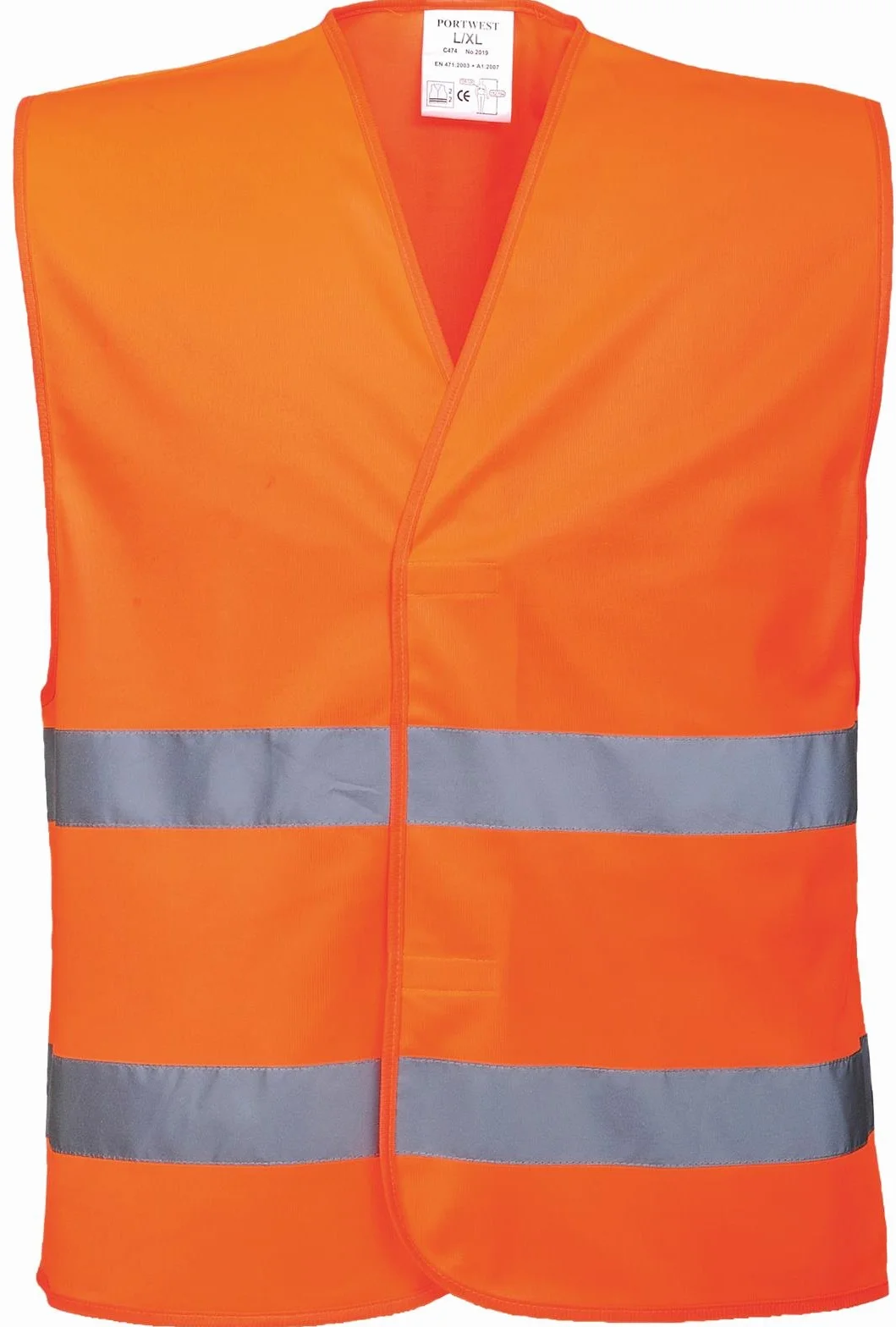 Portwest C474 Ostrzegawcza Poziomymi Kamizelka z Dwoma Tasmami, Regularny, Rozmiar L/XL, Pomaranczowy