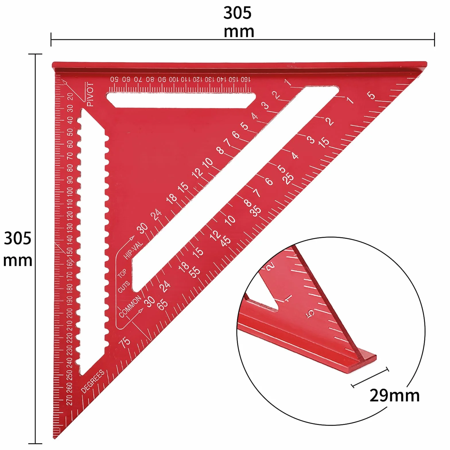 Metalowy kątownik ciesielski 300 mm 45-90 stopni kwadratowy