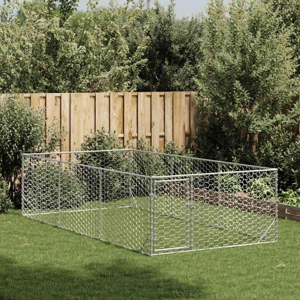 vidaXL Buda dla psa na zewnątrz z drzwiami 2x4x1 m, ocynkowana stal