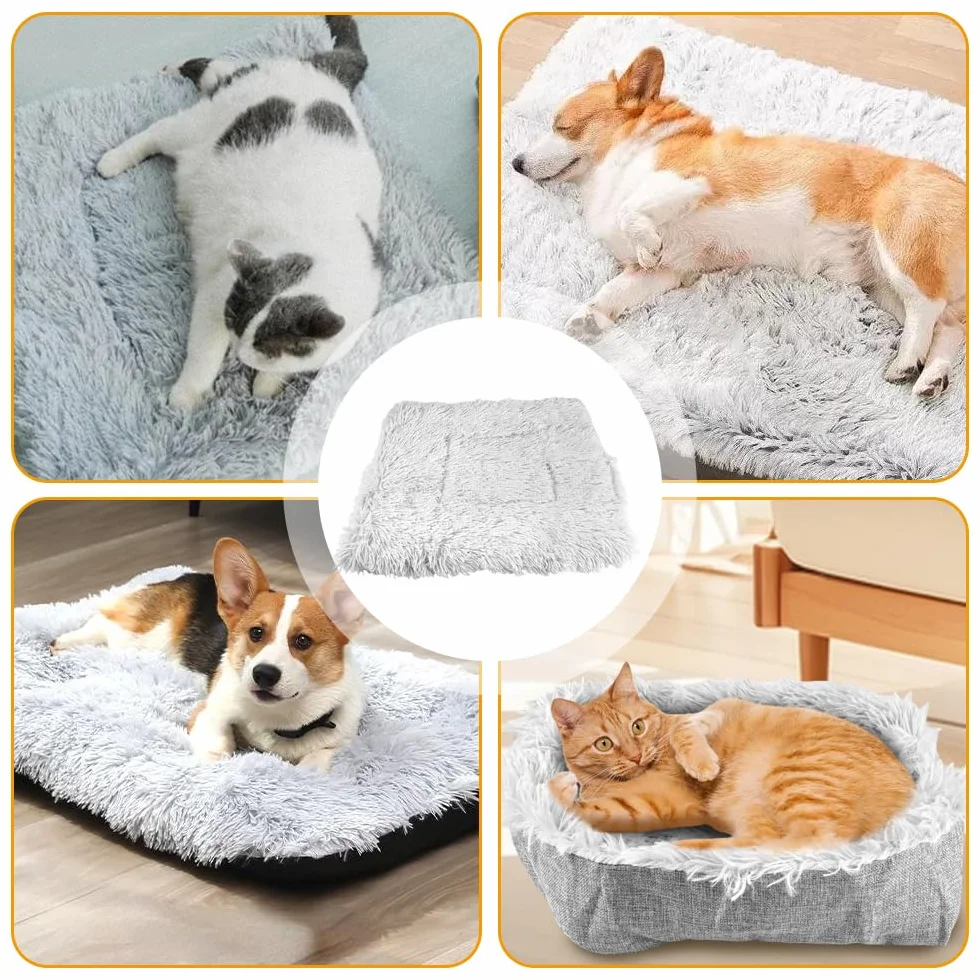 EXIN DECHEN Puszyste legowisko dla kota, 2 w 1, legowisko dla kota, nadaje się do prania, 61 x 51 cm, poduszka dla kota, izolacja cieplna, pogrubienie, wygodna sofa dla kota, szary, kosz dla kotów