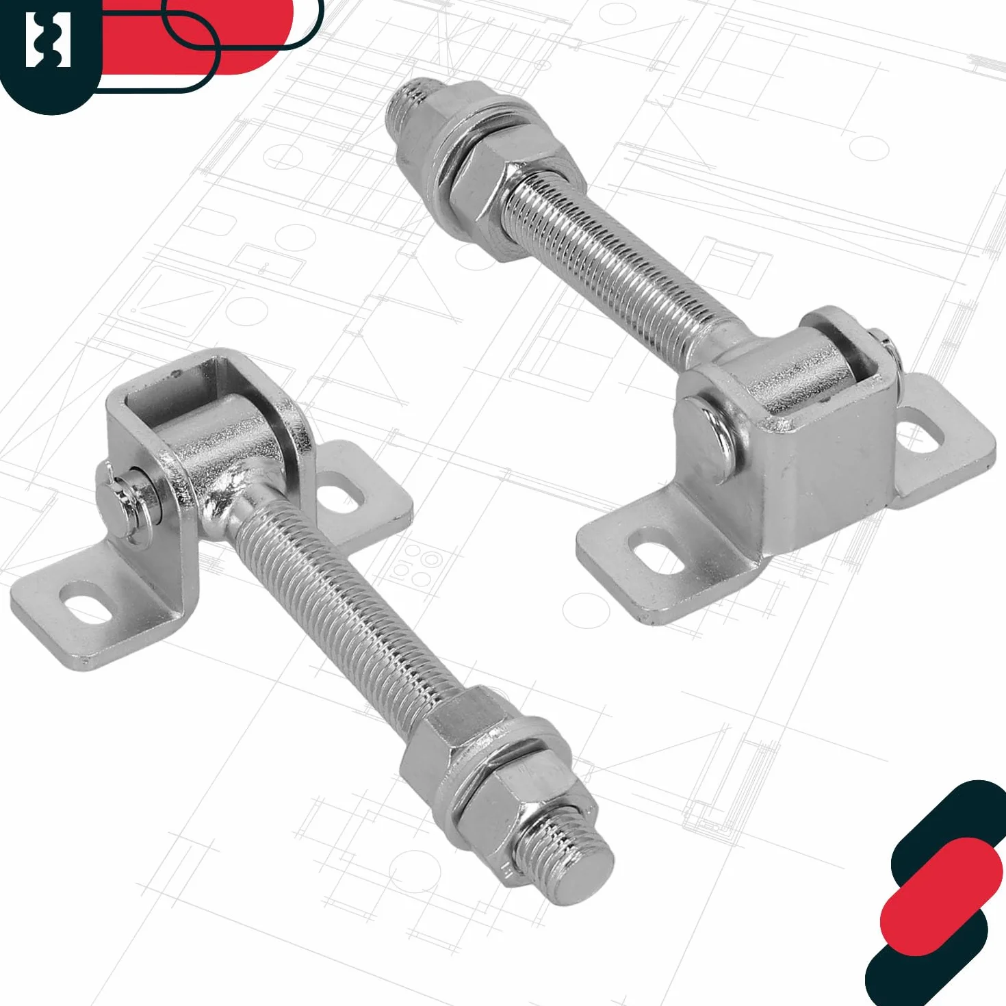 KOTARBAU® Zawias Regulowany - Zawias Wkręcany Do Bram Furtek - Gwint M12 - Stal