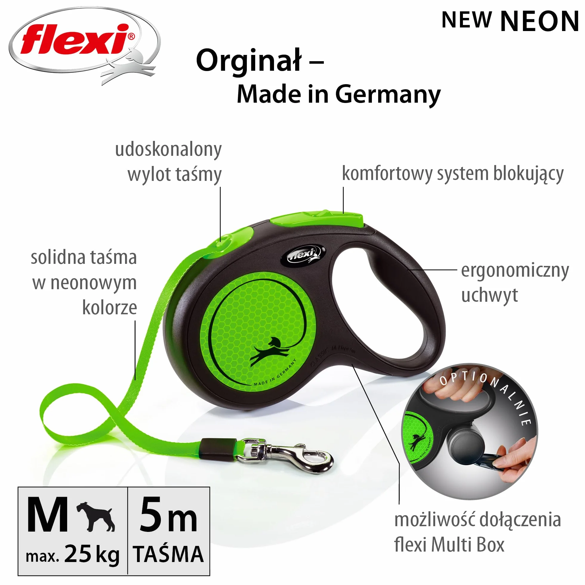 FLEXI New NEON neonowy zielony pasek 5 m