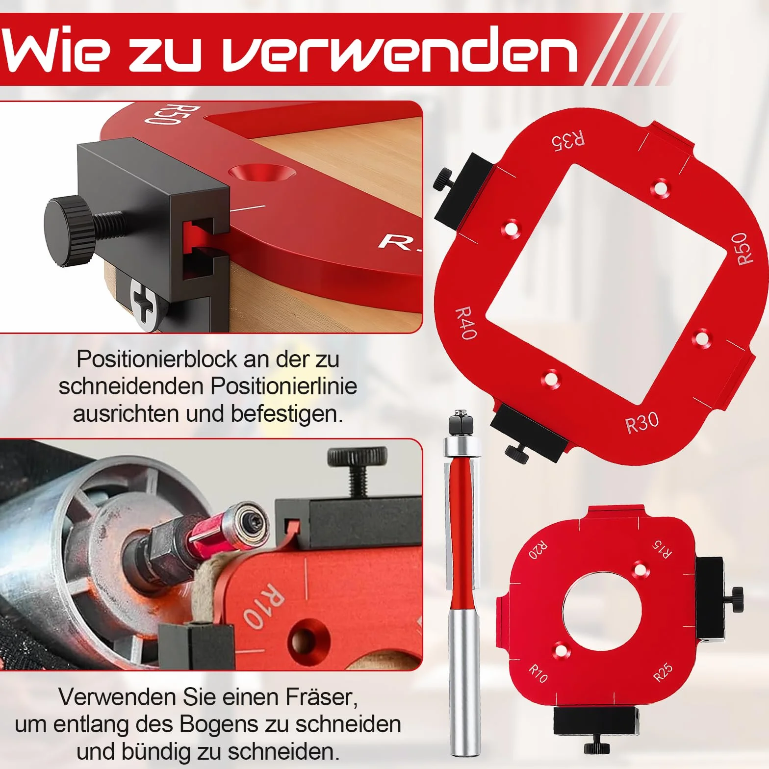Szablon do frezarki górnowrzecionowej 4w1 Jig R10 R15 R20 R25 z frezami akcesoria