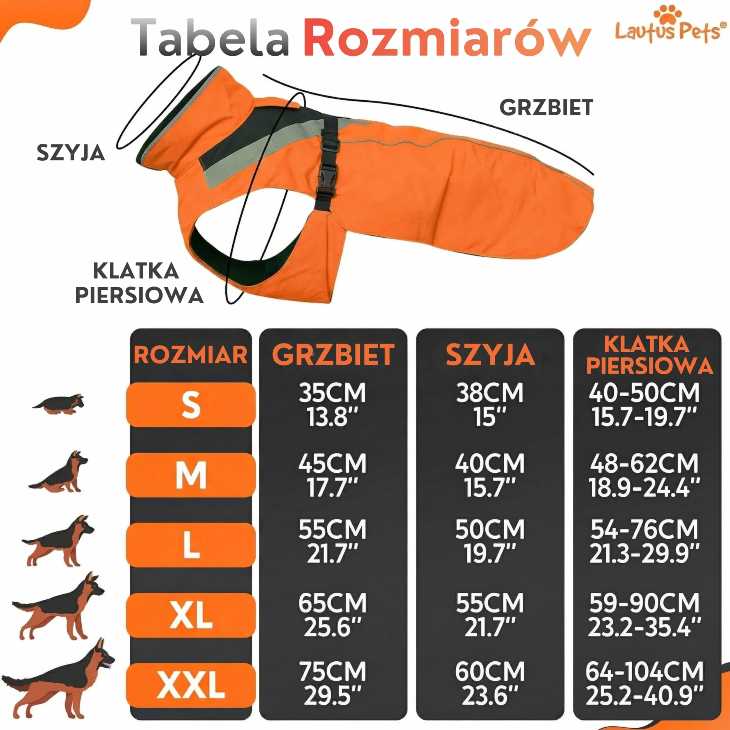 Płaszcz przeciwdeszczowy dla psa wodoodporny z elementami odblaskowymi XXL Pomarańczowy